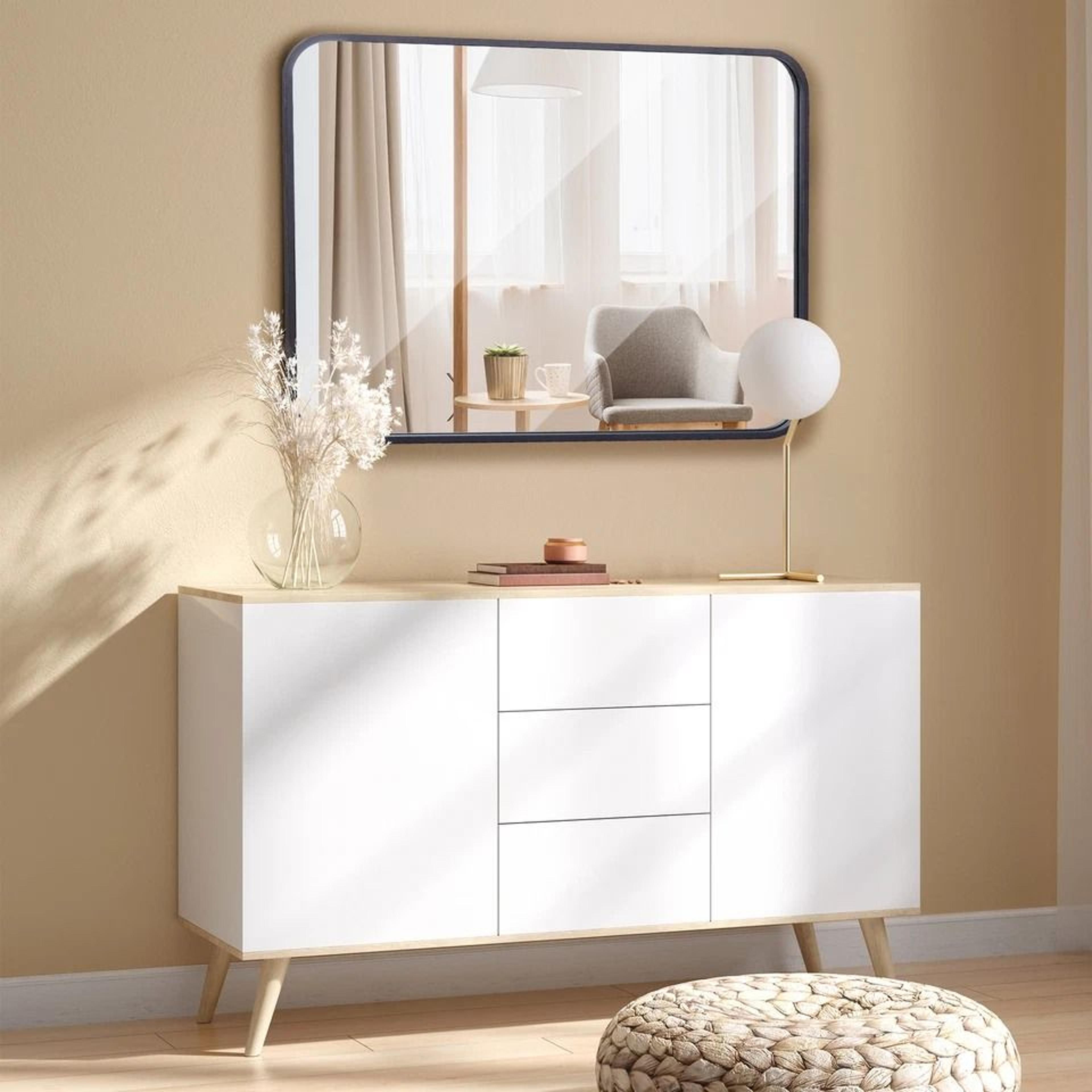 rectangular bathroom mirror with metal frame modern vanity wall mounted mirror
