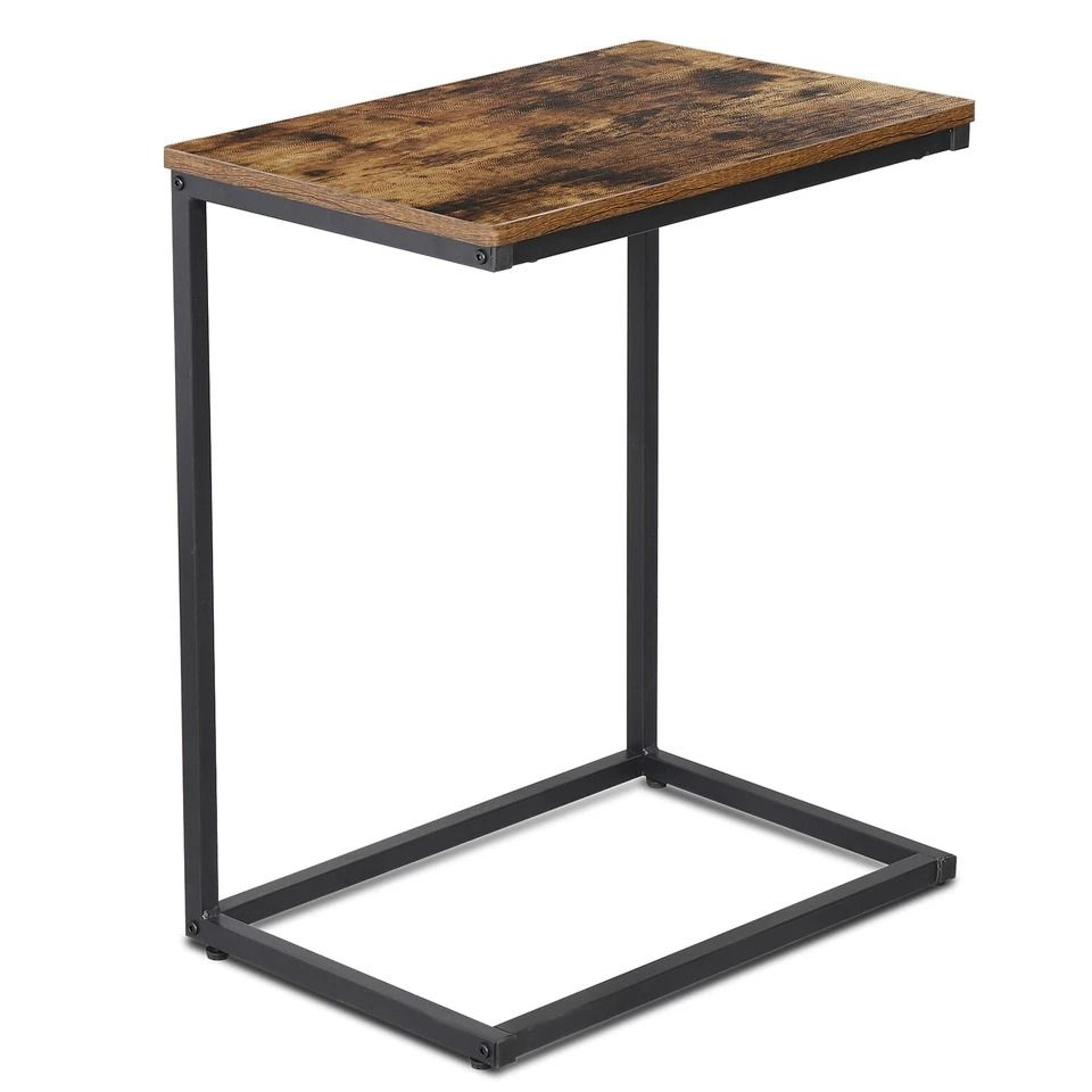 Rustic C Shaped Side Table Sofa End Table For Bedside  Small Spaces 3