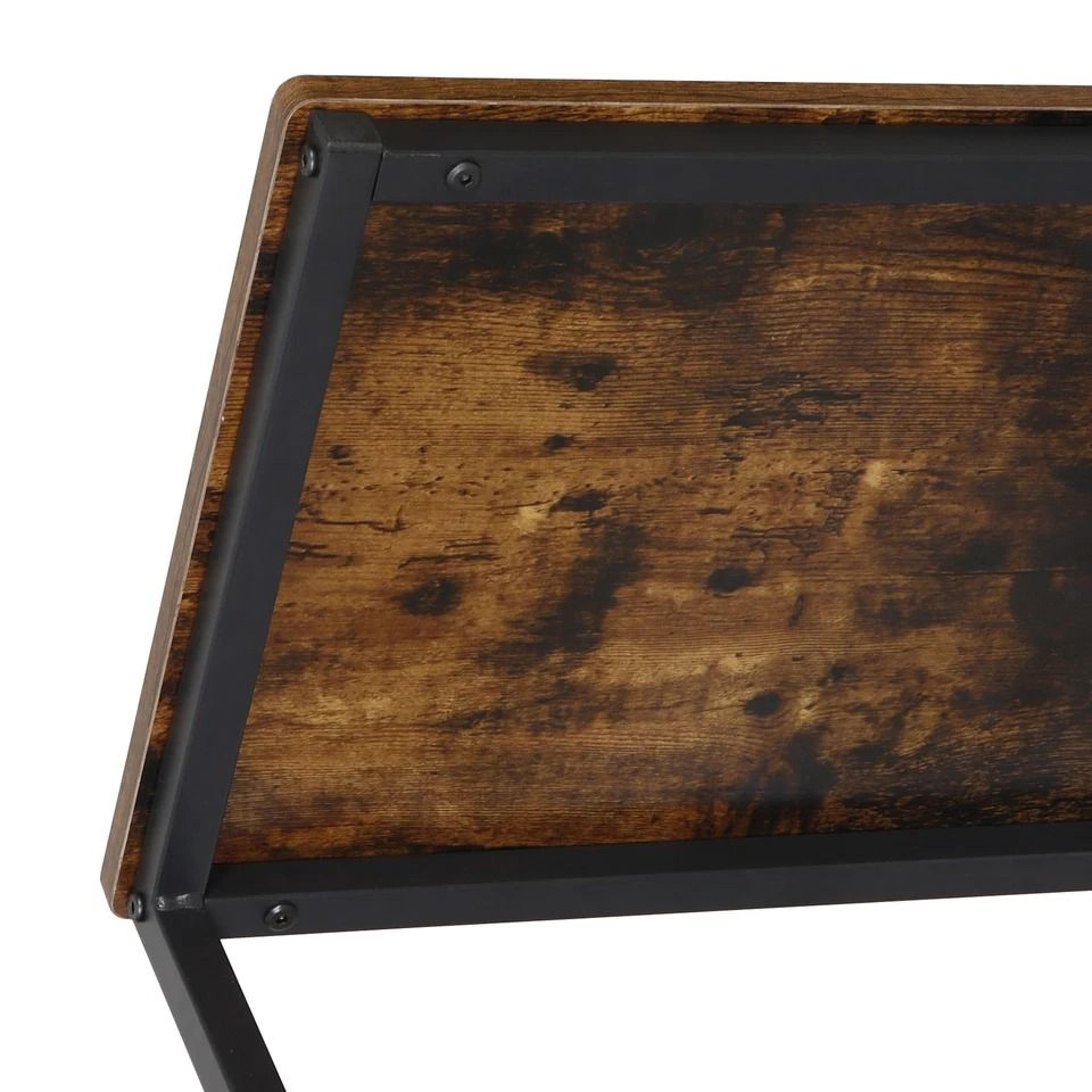 Rustic C Shaped Side Table Sofa End Table For Bedside  Small Spaces 6
