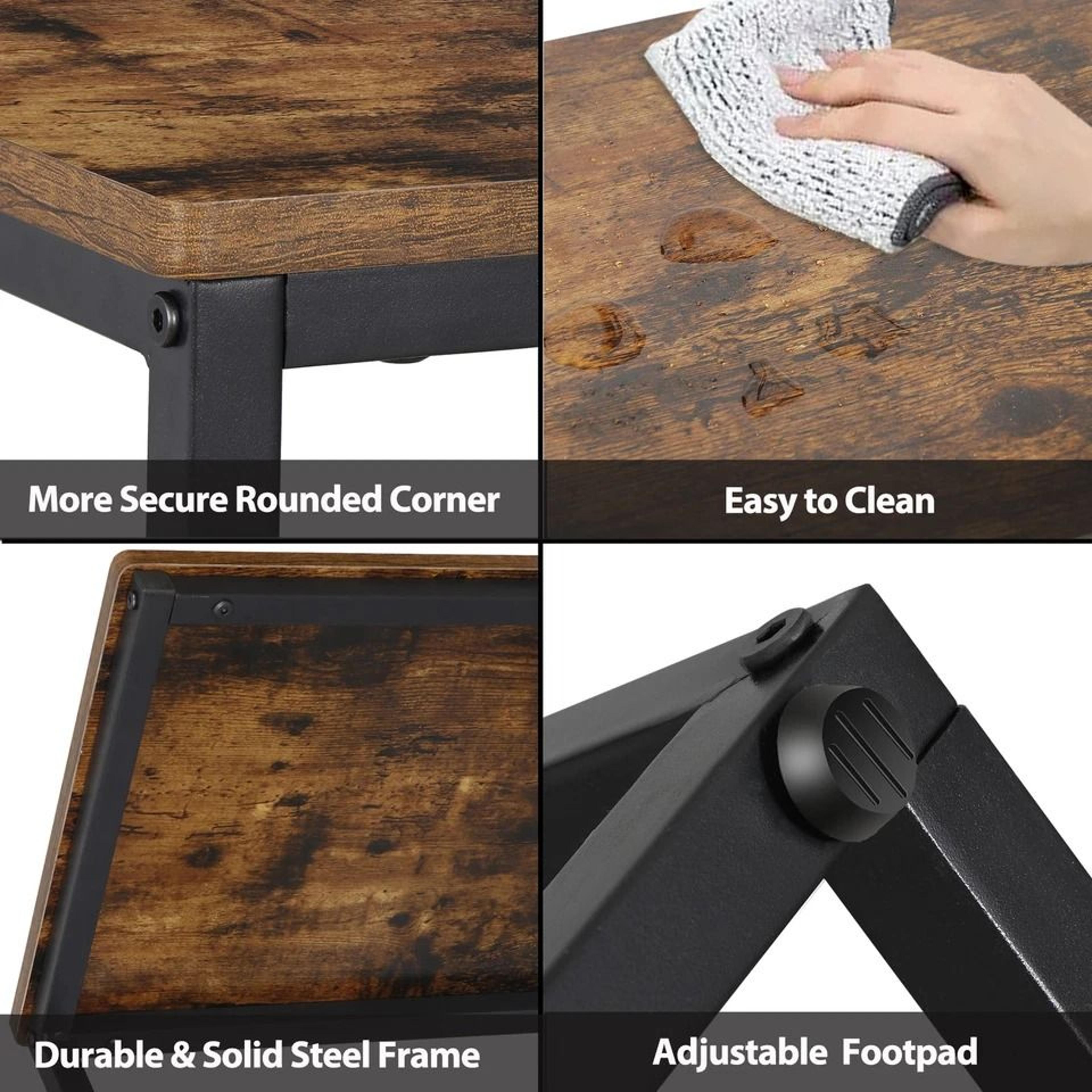 Rustic C Shaped Side Table Sofa End Table For Bedside  Small Spaces 9