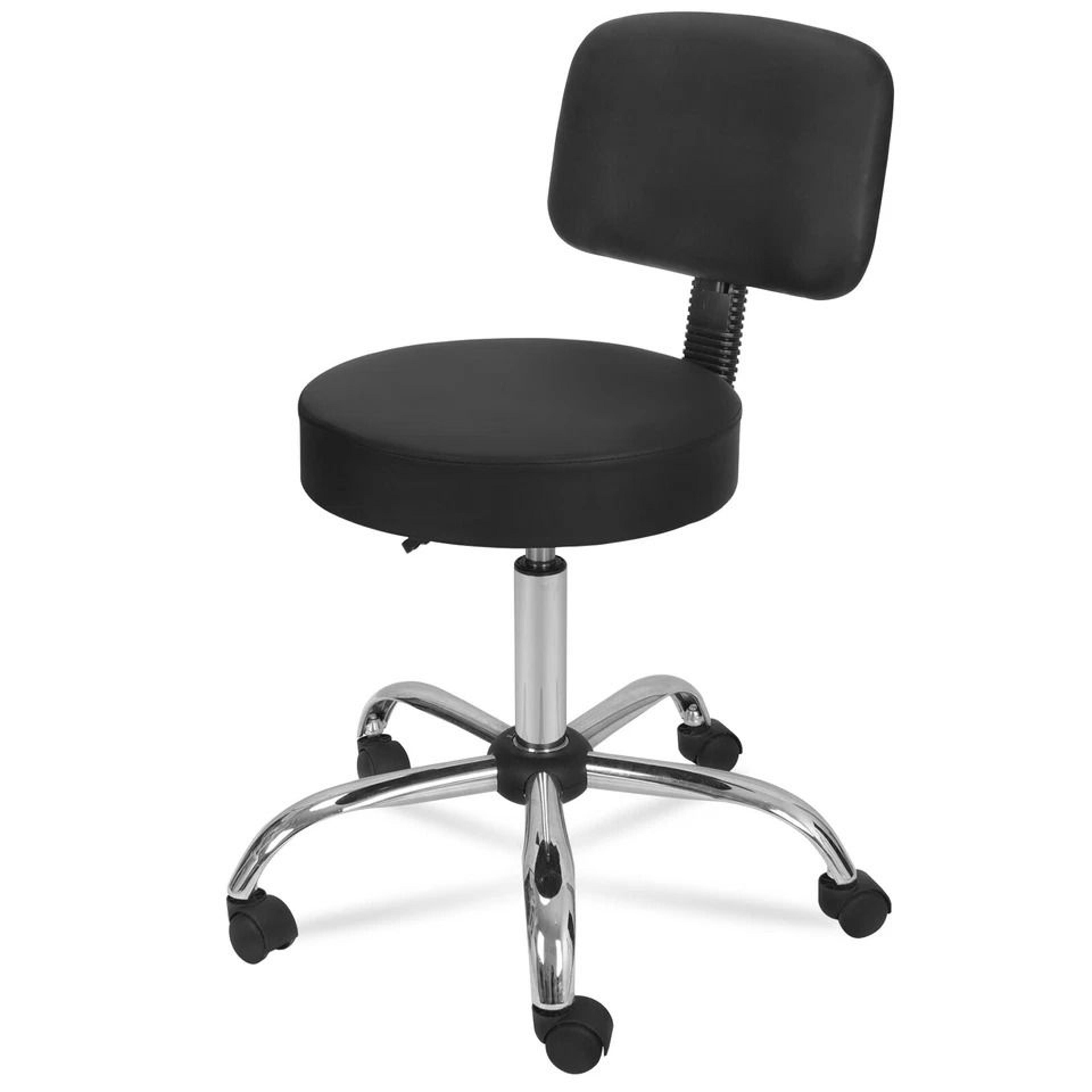 Adjustable Hydraulic Rolling Stool Chair With Backrest PU Leather Salon Spa Stool 2