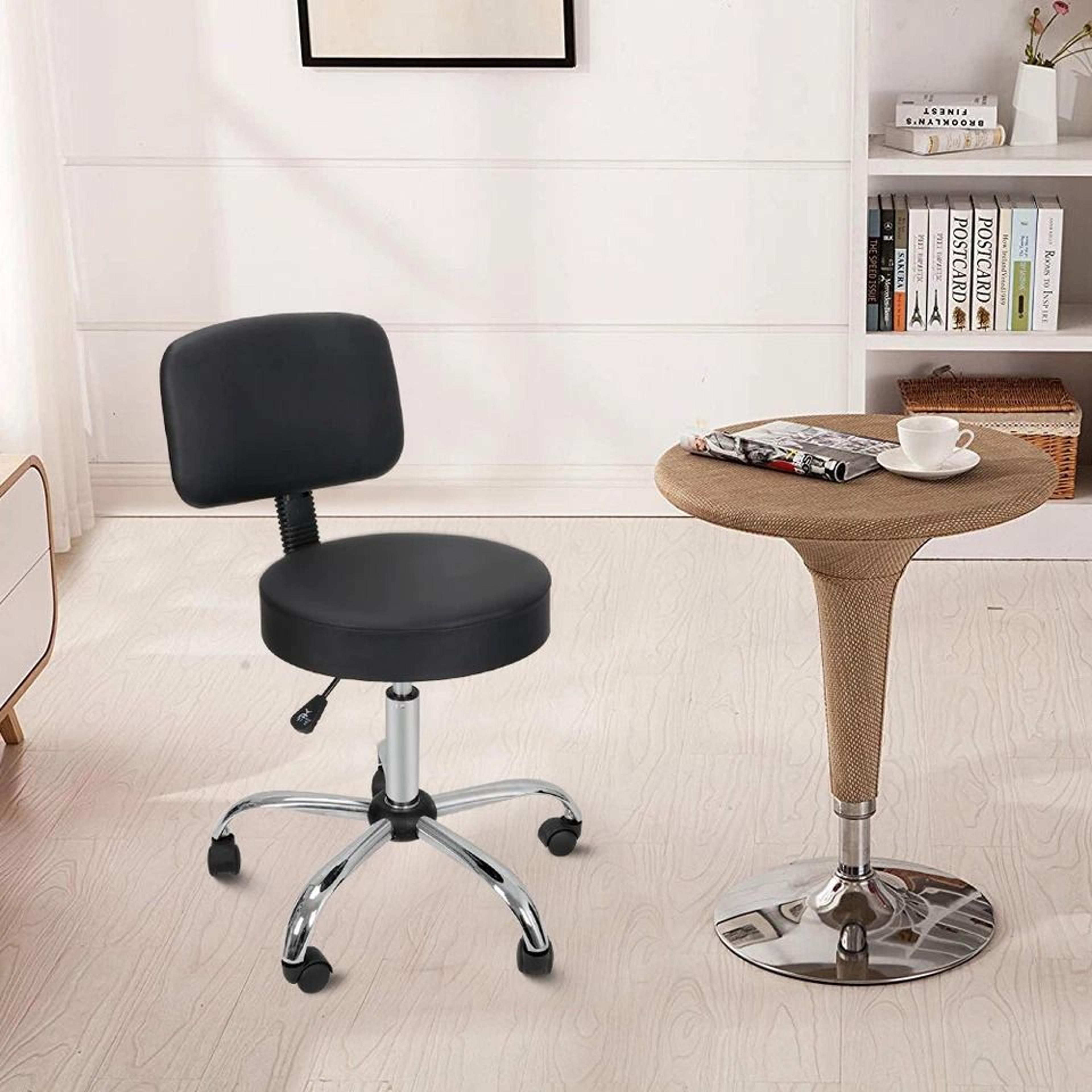 adjustable hydraulic rolling stool chair with backrest pu leather salon spa stool