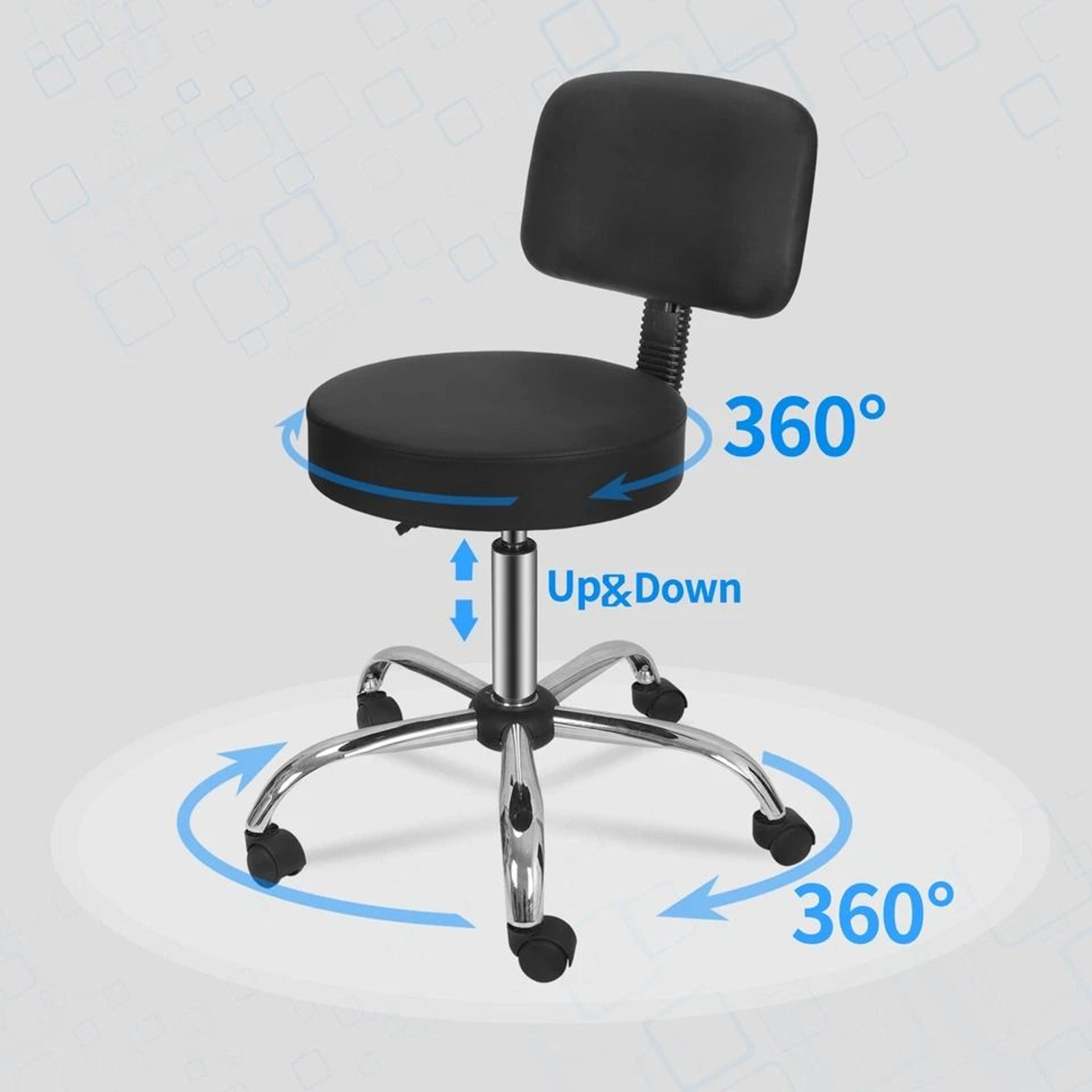 Adjustable Hydraulic Rolling Stool Chair With Backrest PU Leather Salon Spa Stool 9