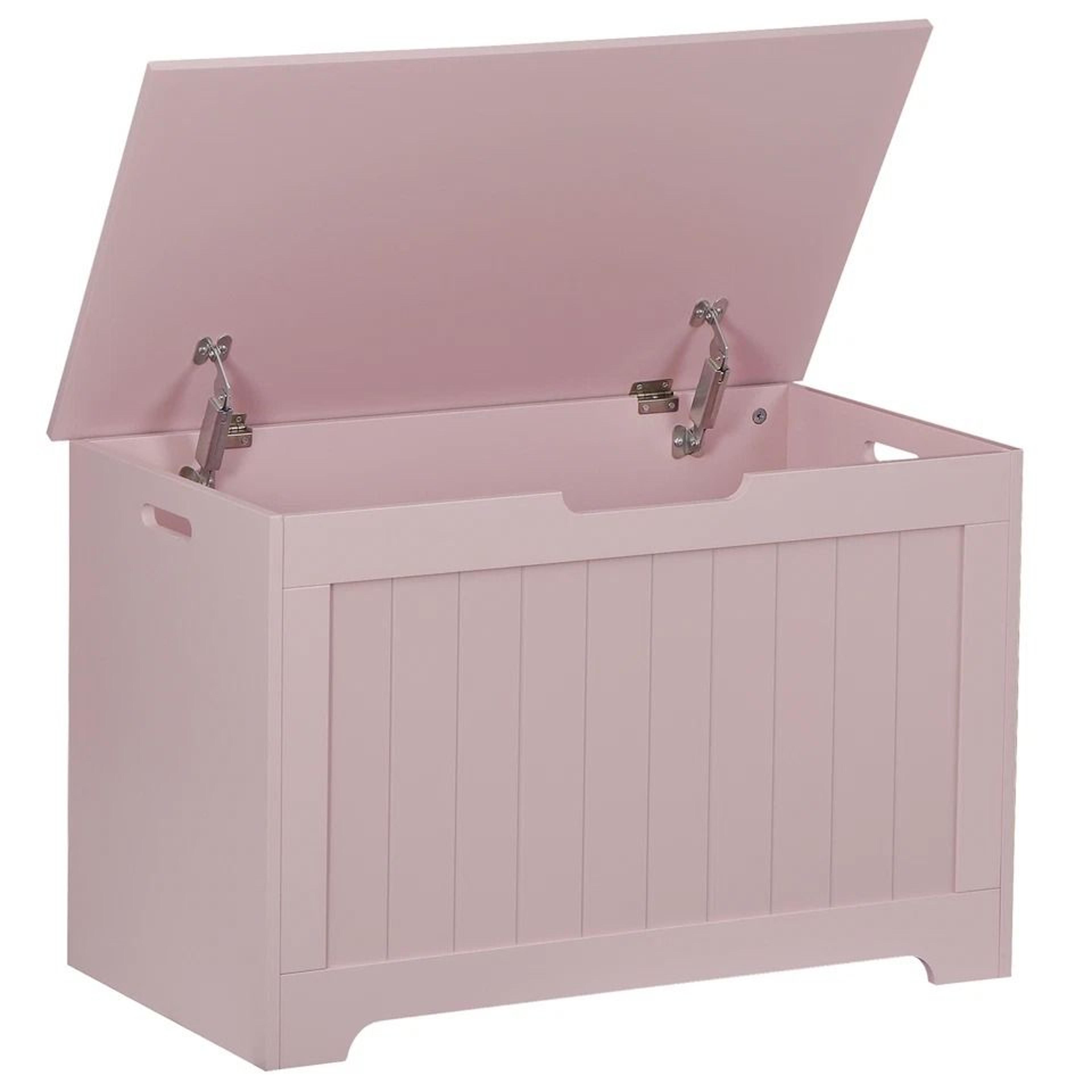 Wooden Toy Storage Chest Bench With Safety Hinge Kids Organizer Box For Bedroom Playroom 2