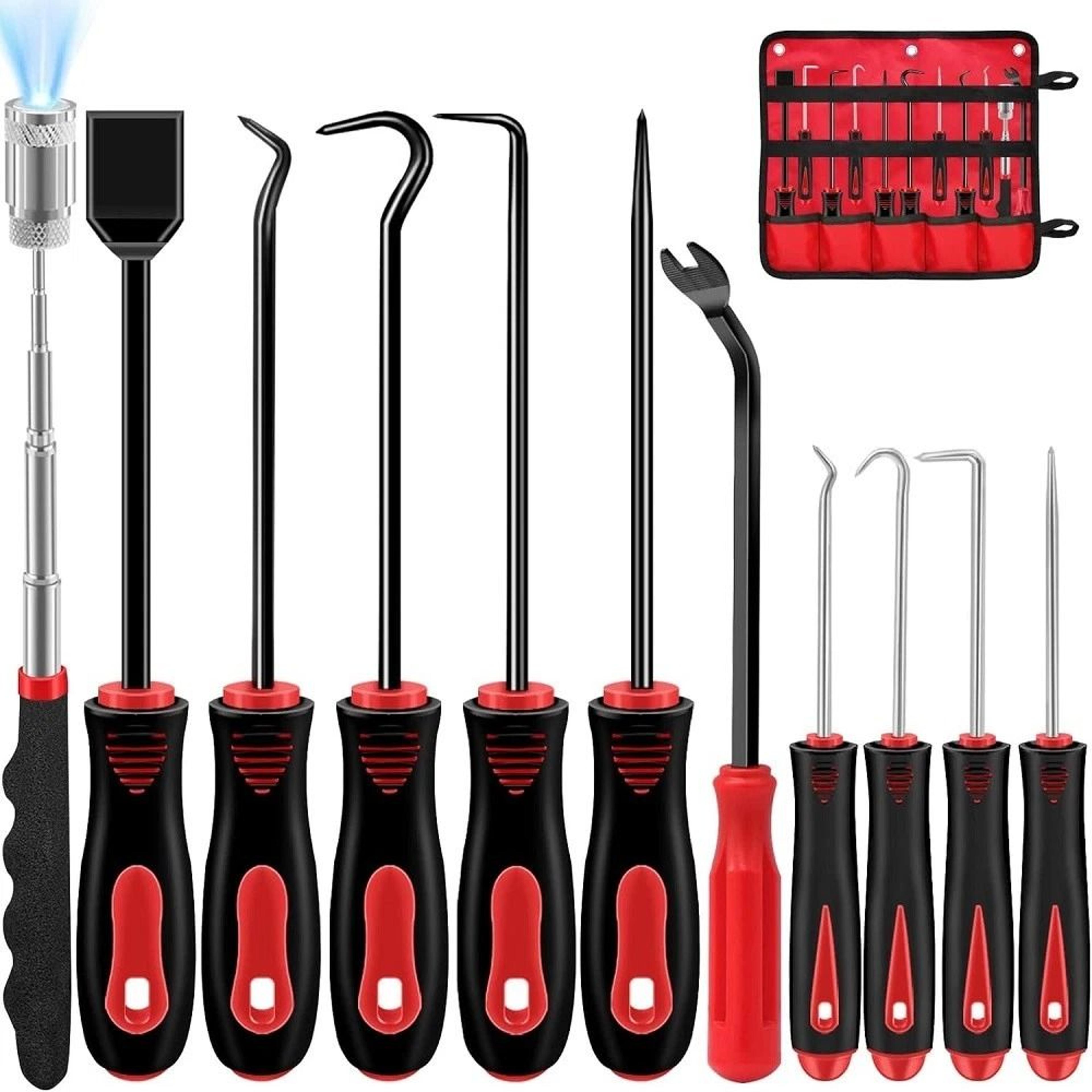 pick & hook set with magnetic telescoping tool kit for automotive & diy repairs