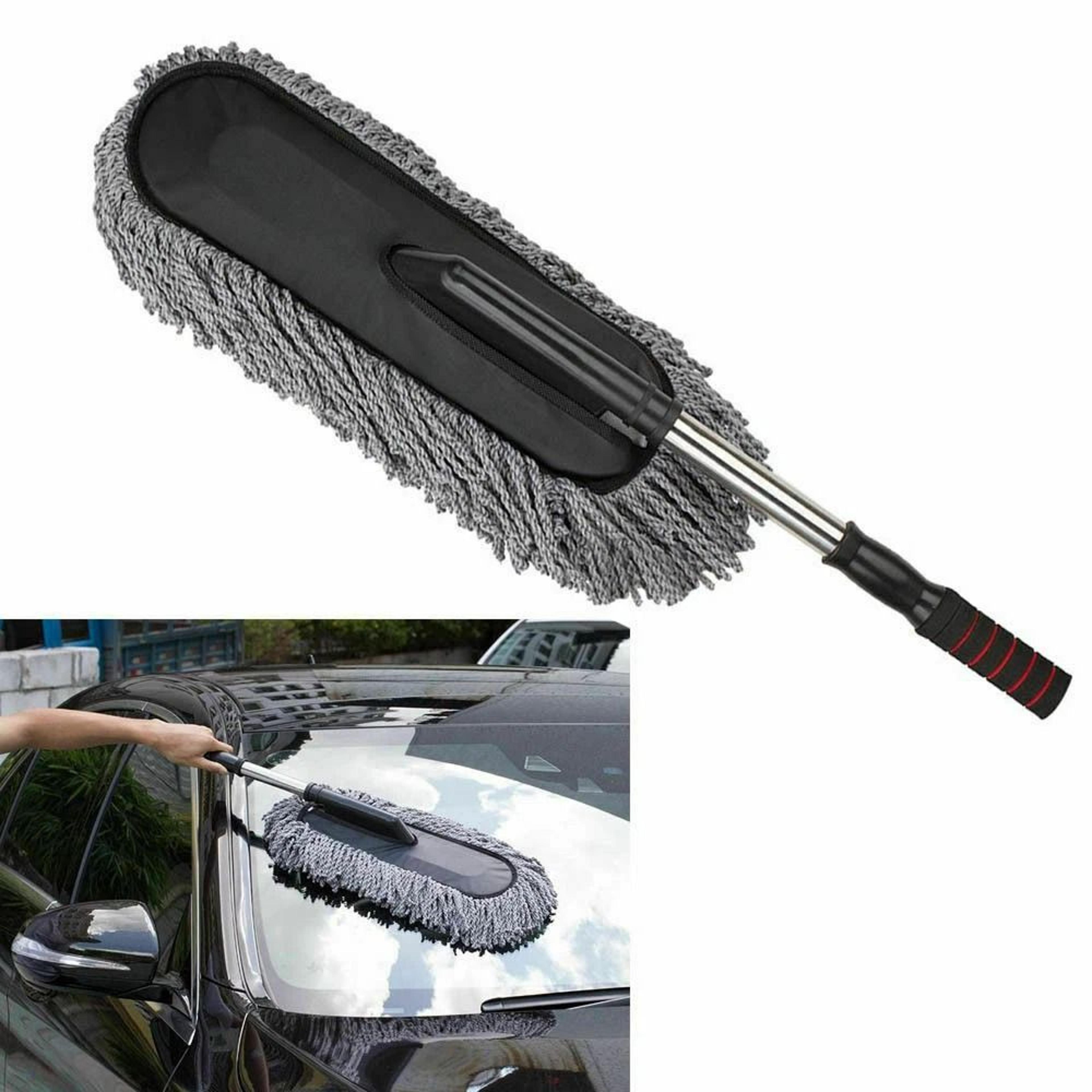 large car microfiber duster with wax treated brush for auto cleaning