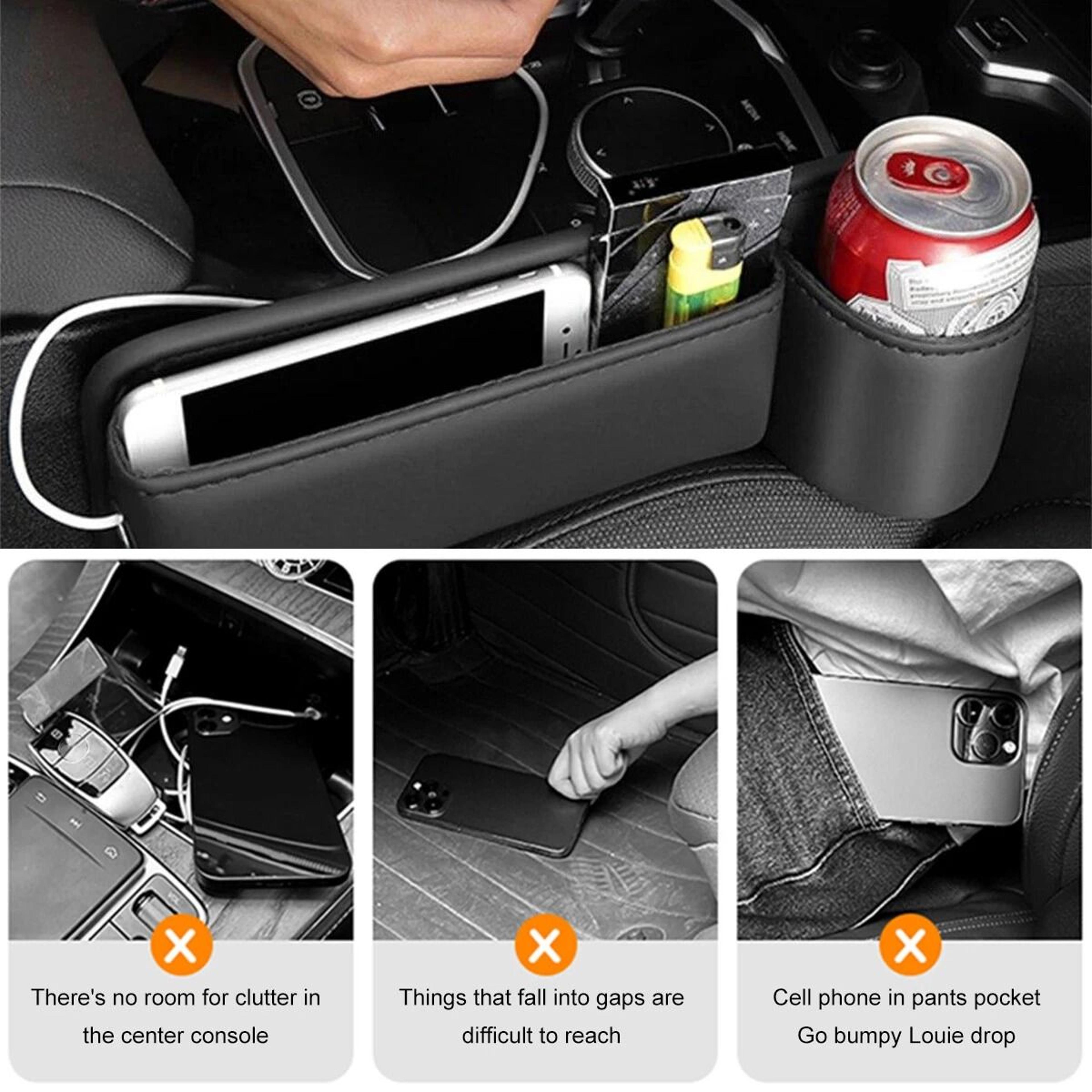 Car Seat Gap Filler PU Leather Organizer  Phone Holder  Storage Box For Easy Access 7
