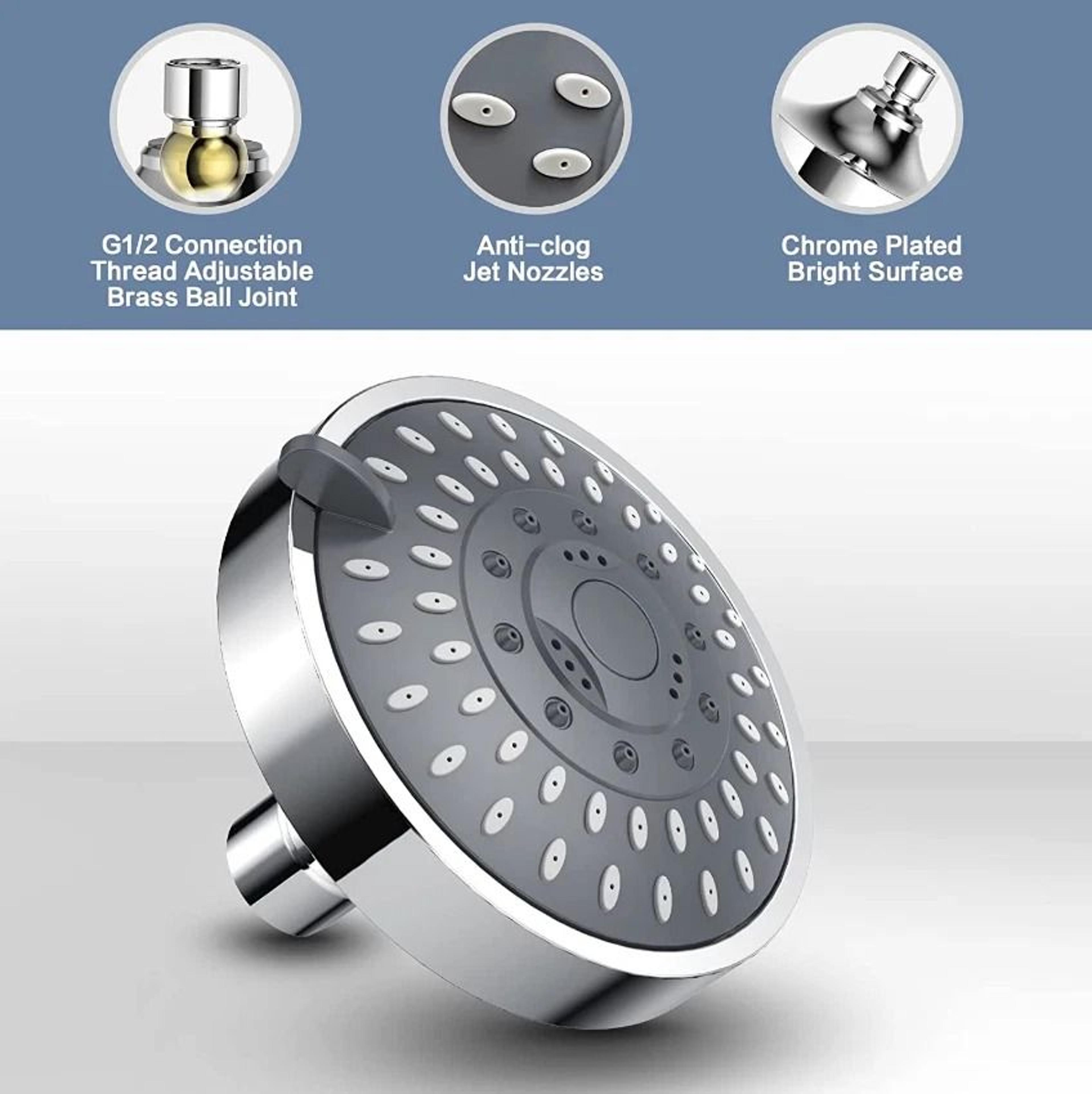 High Pressure Adjustable Handheld Shower Head Top Spray Bath Showerhead With MultinSettings 3