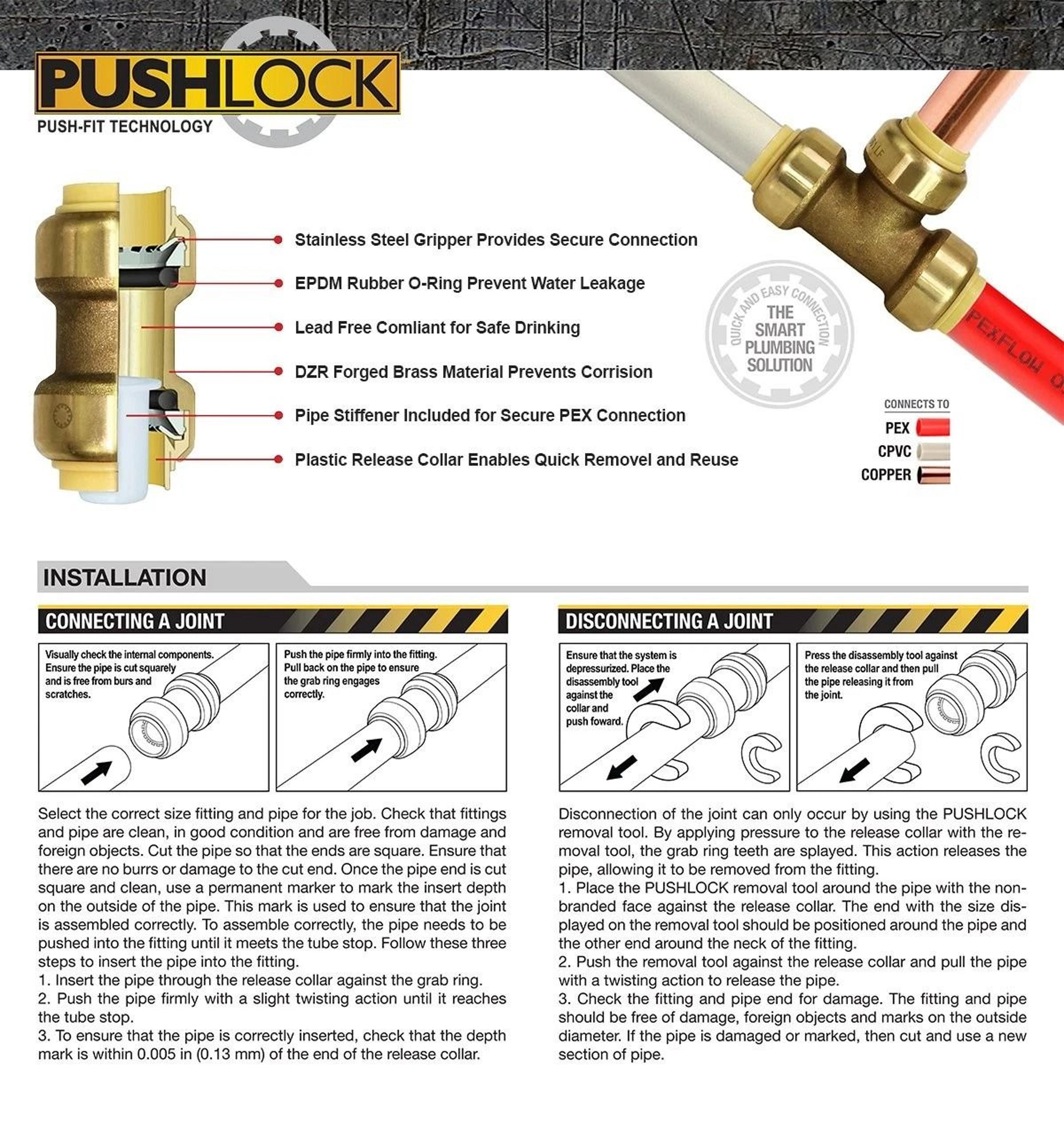 Everflow Pushlock Long Push X Push Coupling For Push Fit Fitting Durable Easy To Install Coupling F 5
