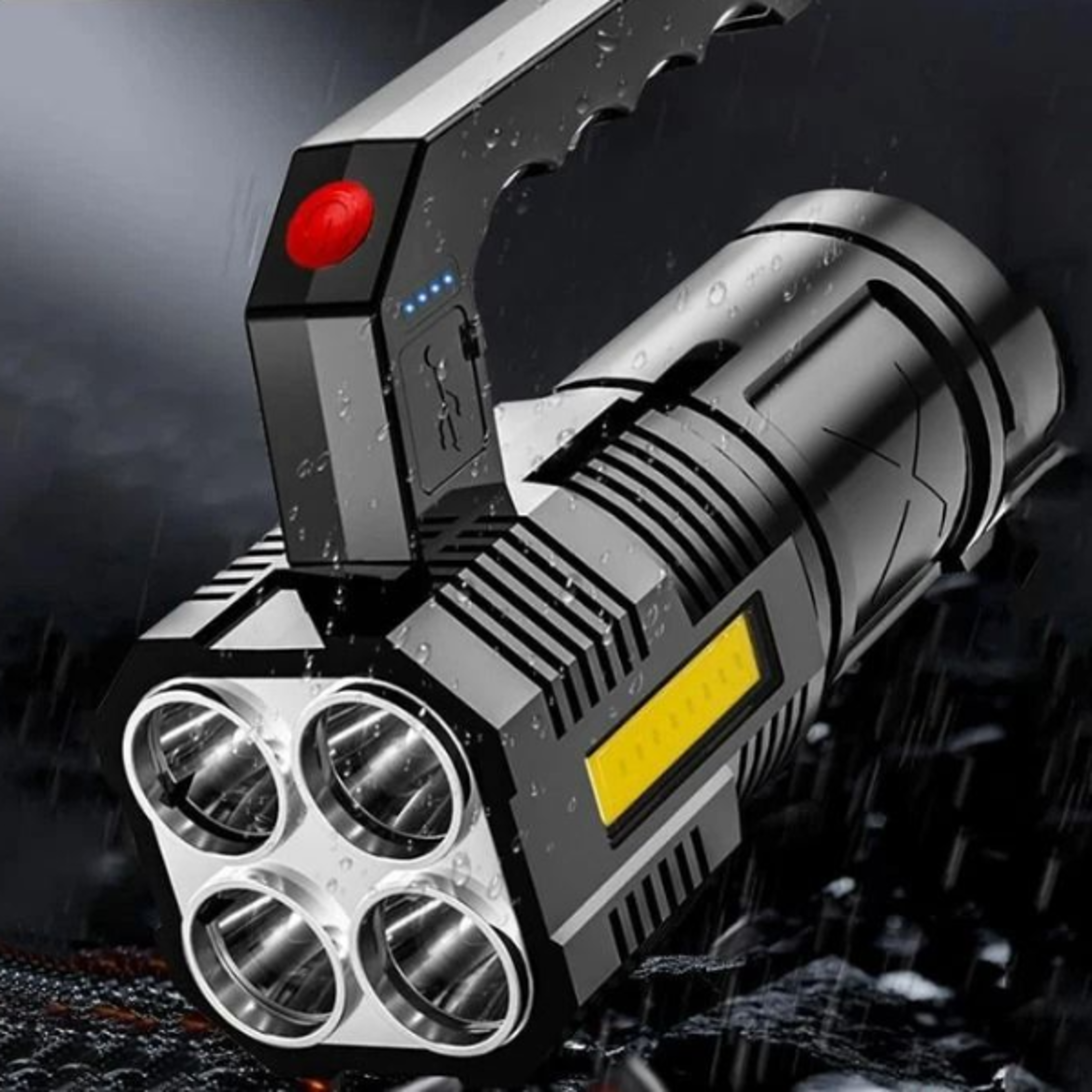 high power led flashlight with lamp beads & cob side light for camping