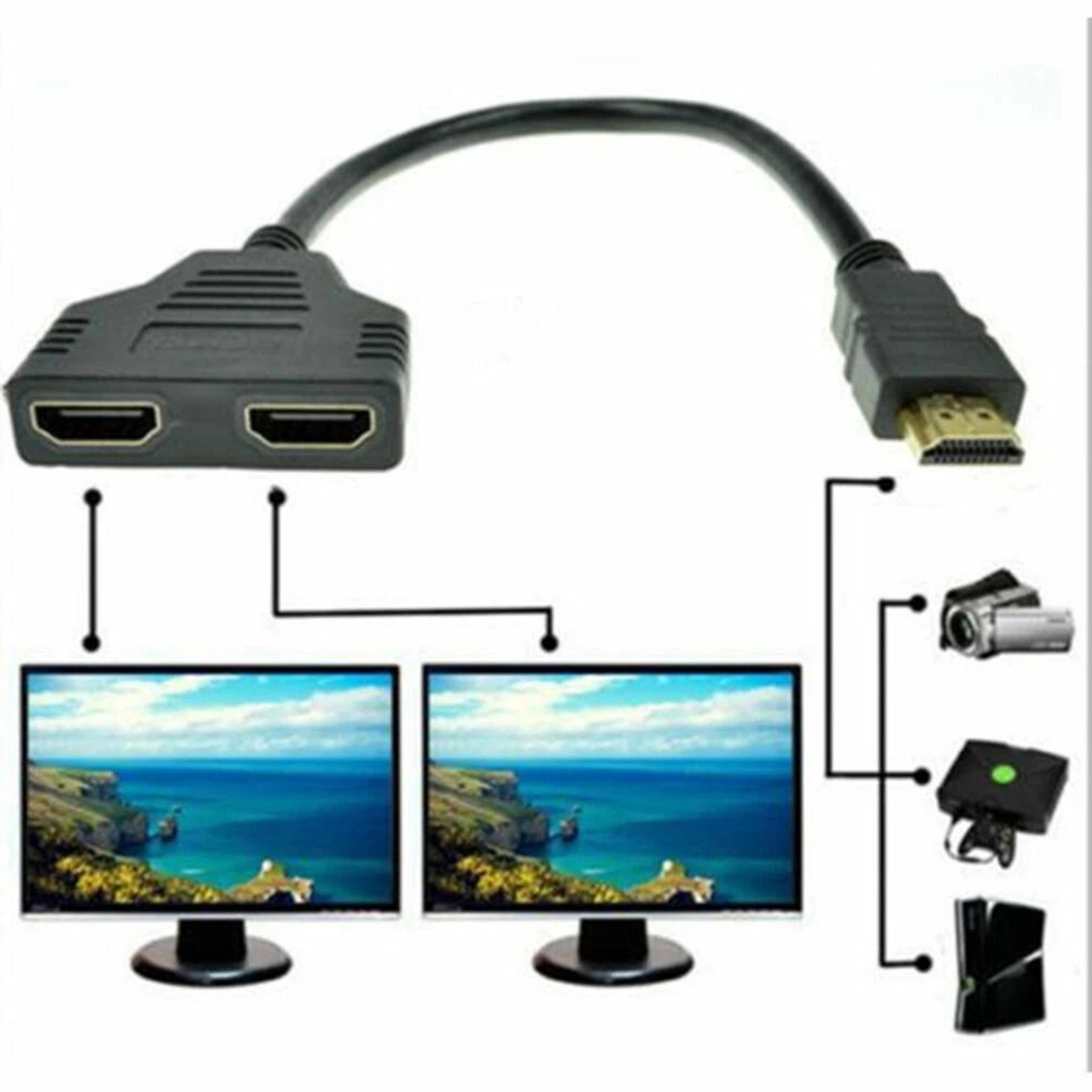 hdmi splitter adapter male to dual female converter for tv, streaming, and gaming