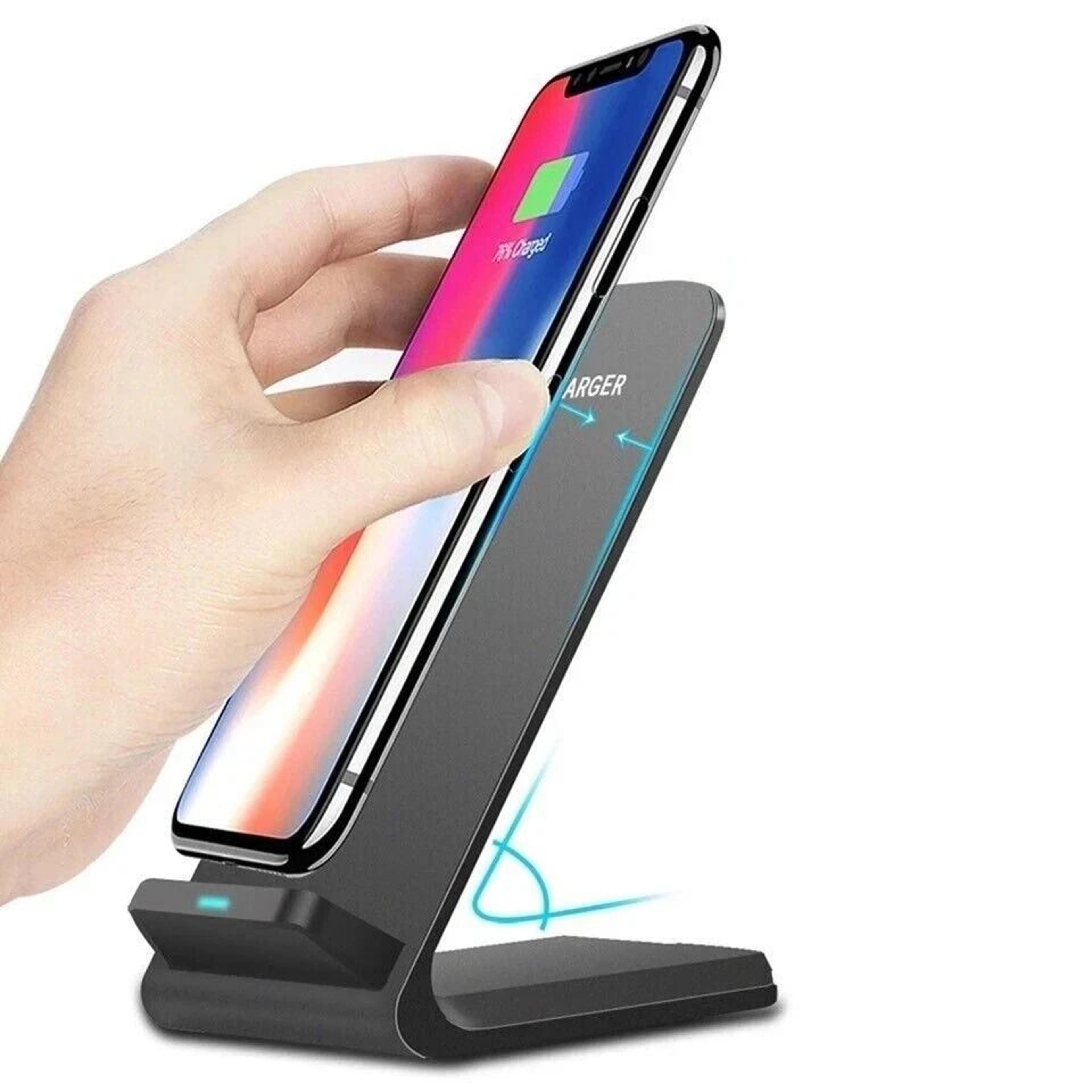 wireless fast charging stand dock for samsung galaxy & iphone quick charge, sleek & space saving design