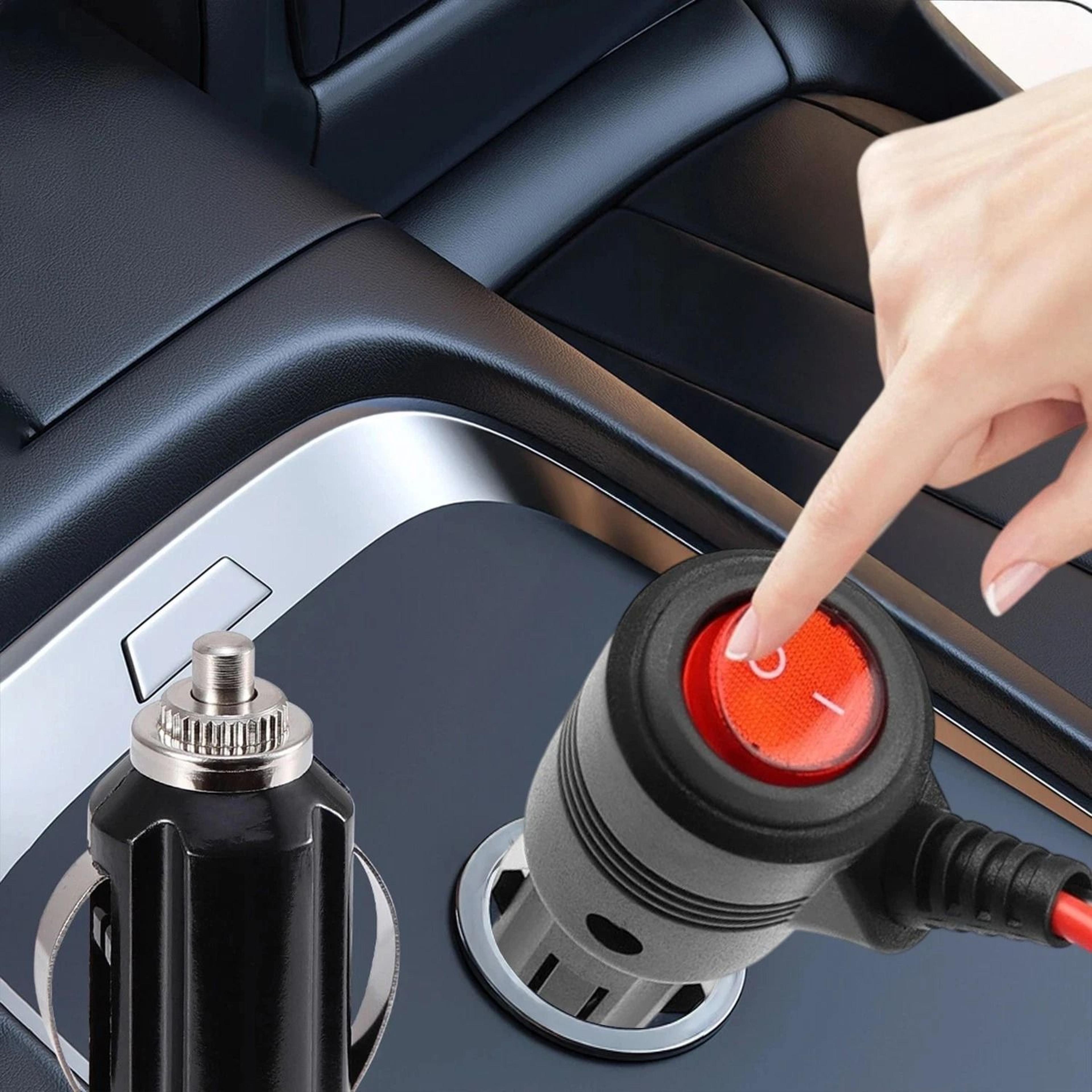 cigarette lighter plug with switch, fuse and power cable