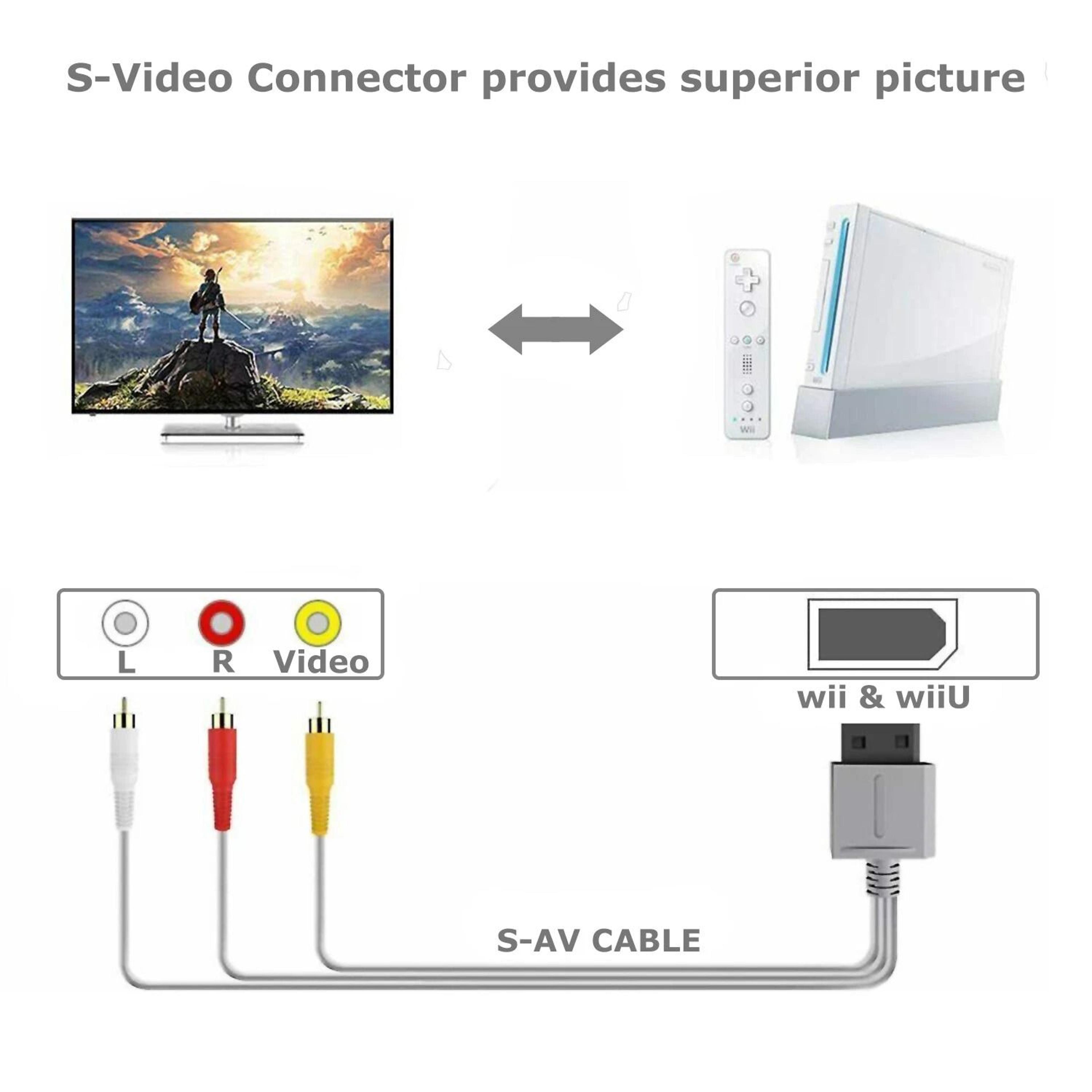 Nintendo Wii AV Cable RCA Composite Audio Video Replacement Cord 2