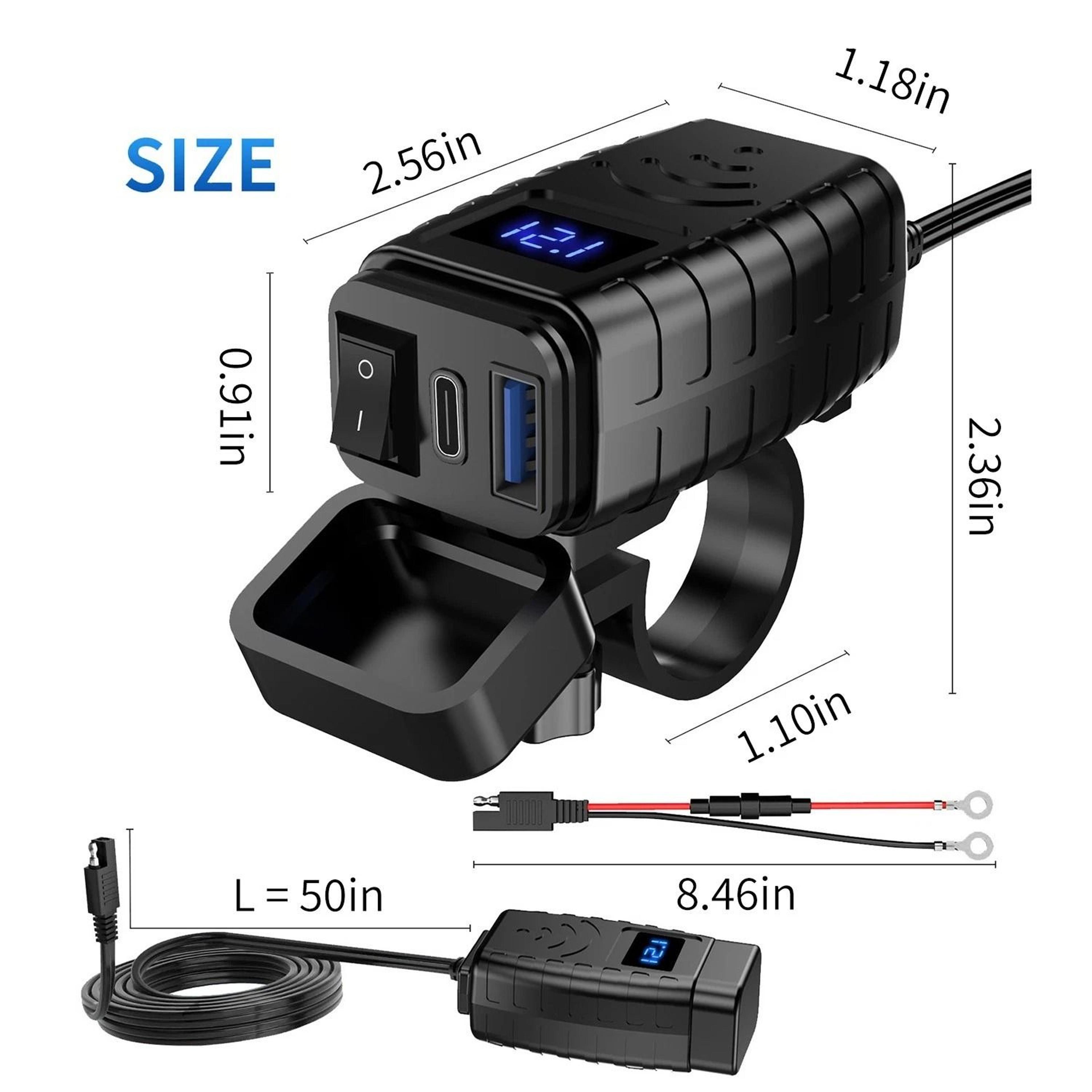 Waterproof Motorcycle USB Charger With Dual Fast Charging Ports And LED Voltmeter 4