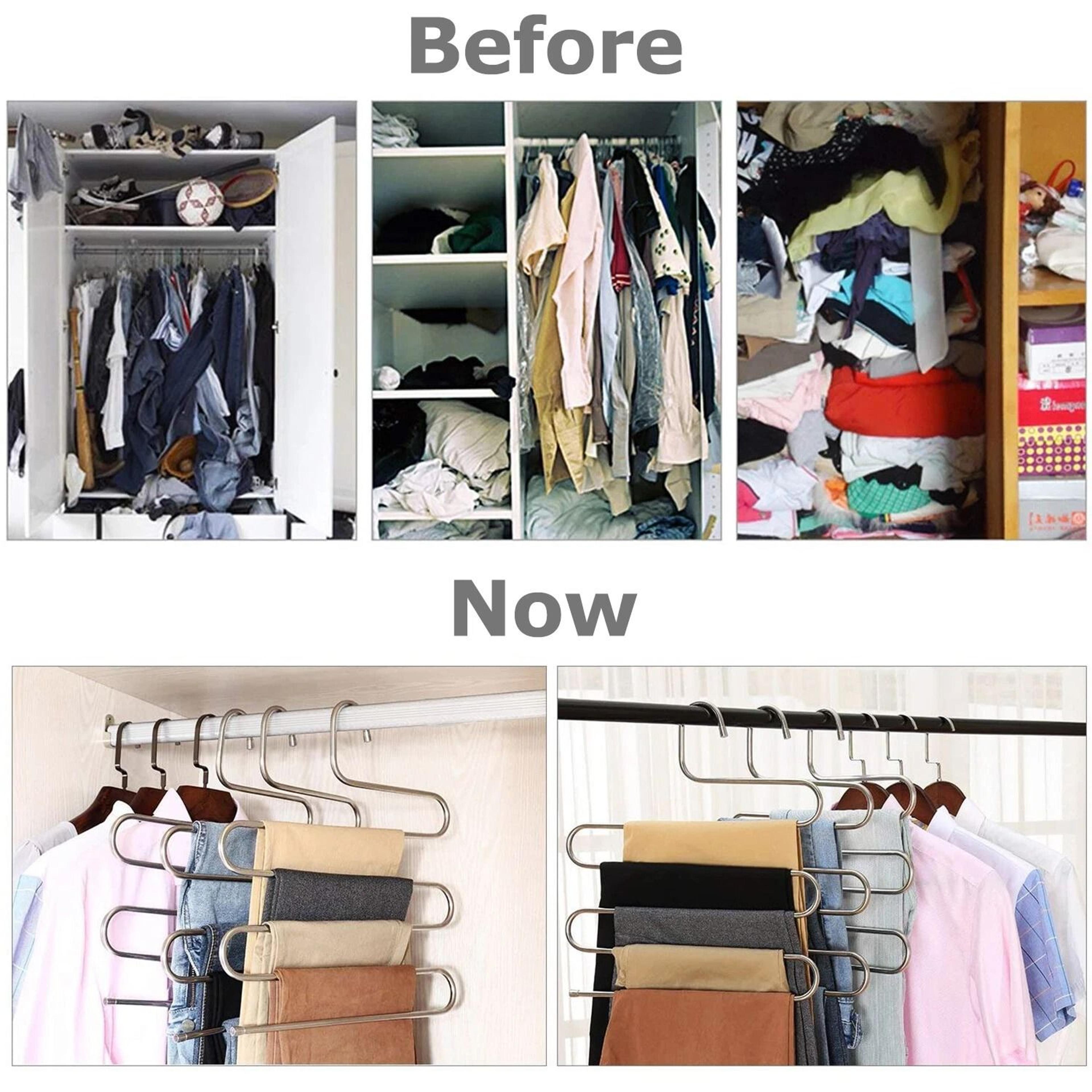 Space Saving Pants Hanger Stainless Steel Trouser Organizer 4