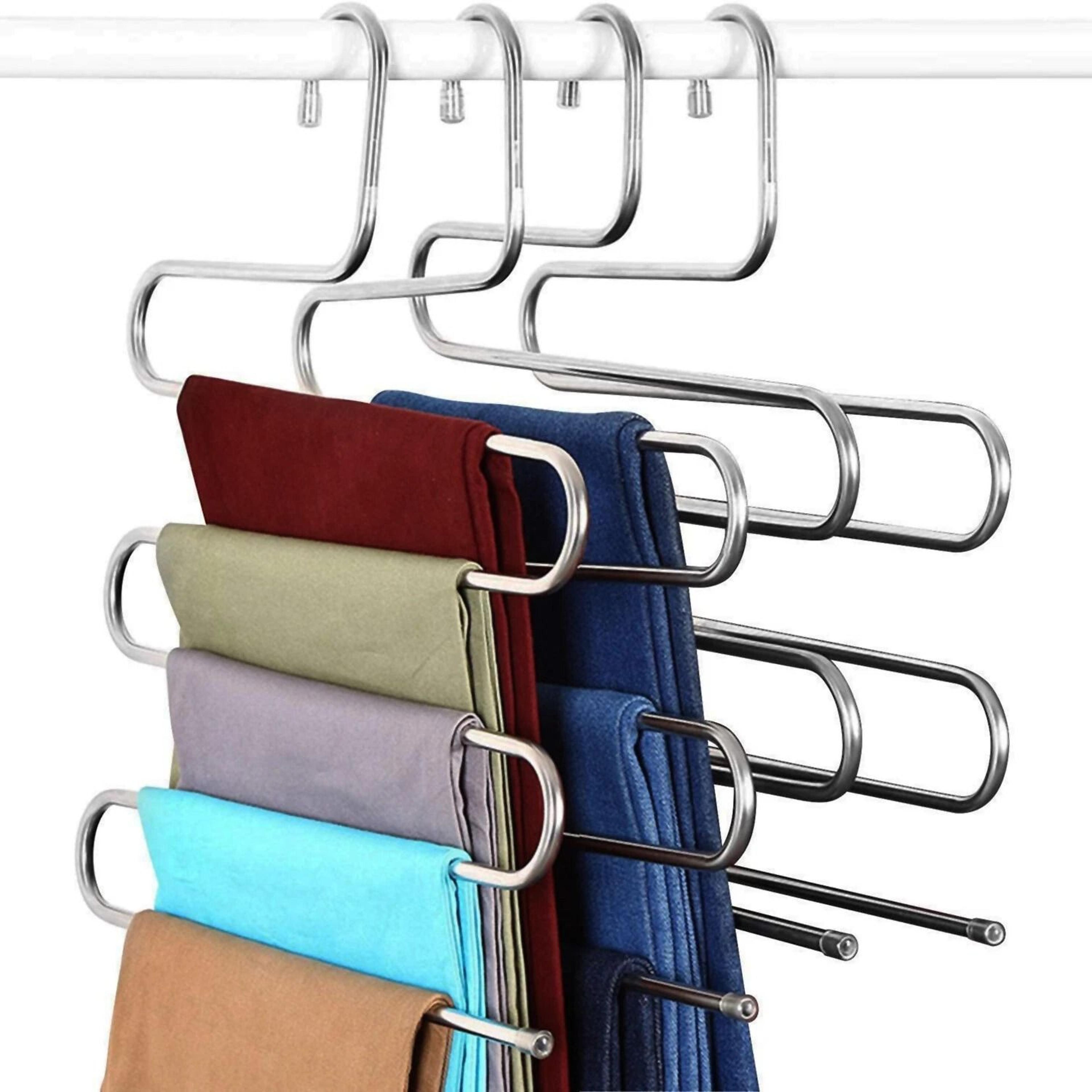 Space Saving Pants Hanger Stainless Steel Trouser Organizer 5
