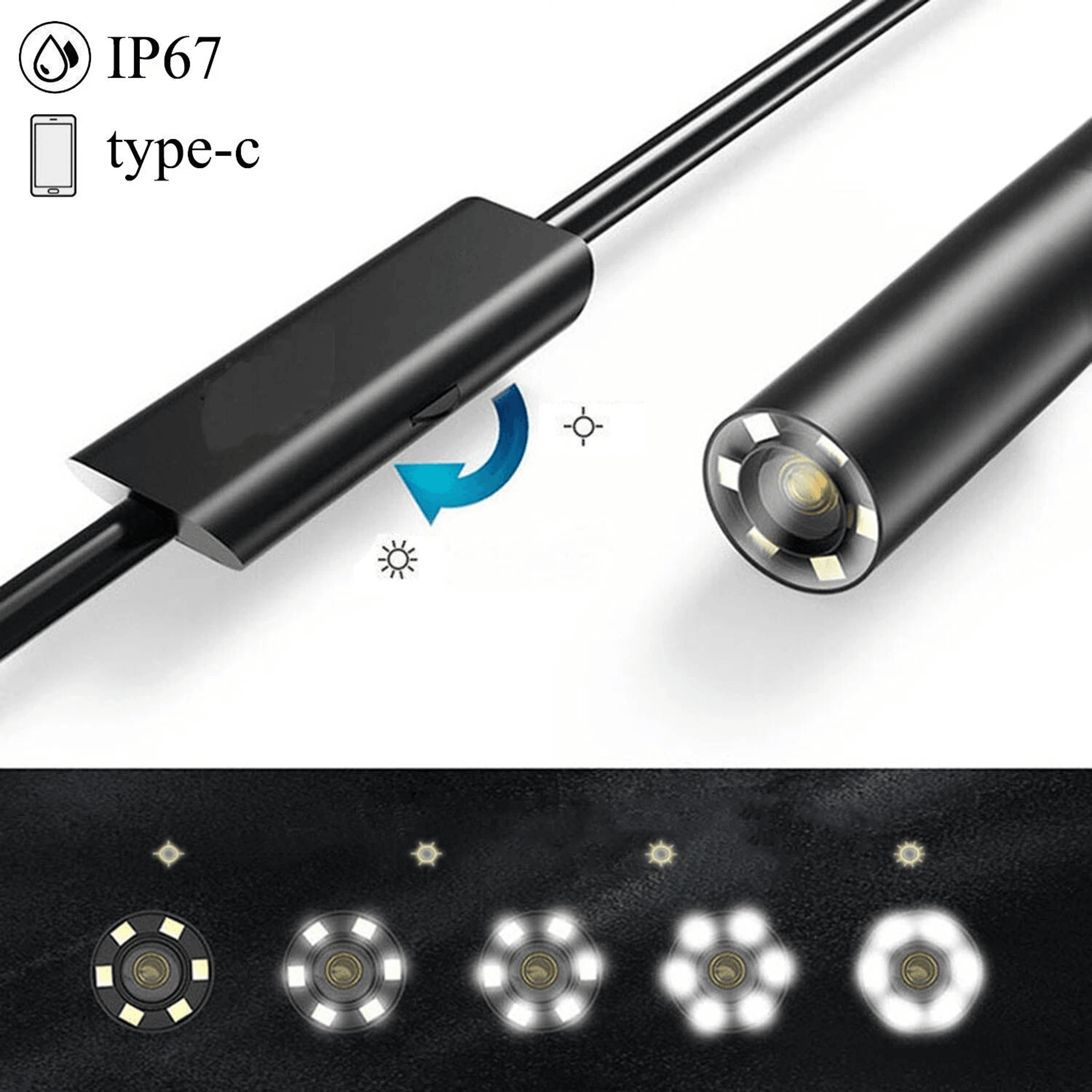 Type C Endoscope Camera 2M 55mm Waterproof Borescope For Android And PC 5