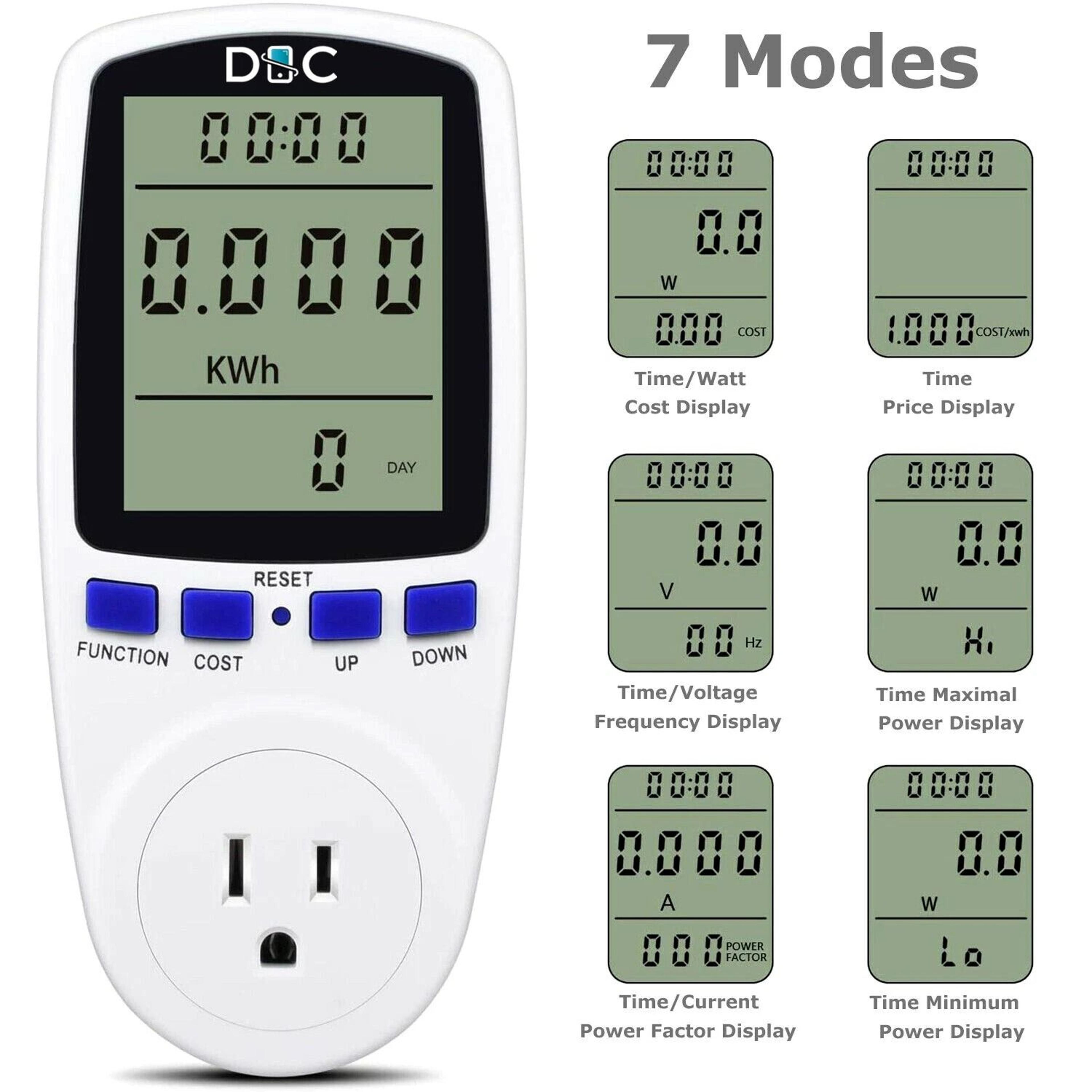 Plug In Watt Meter Plug In Electricity Usage Monitor With Volt Amp KWh Tracking 3