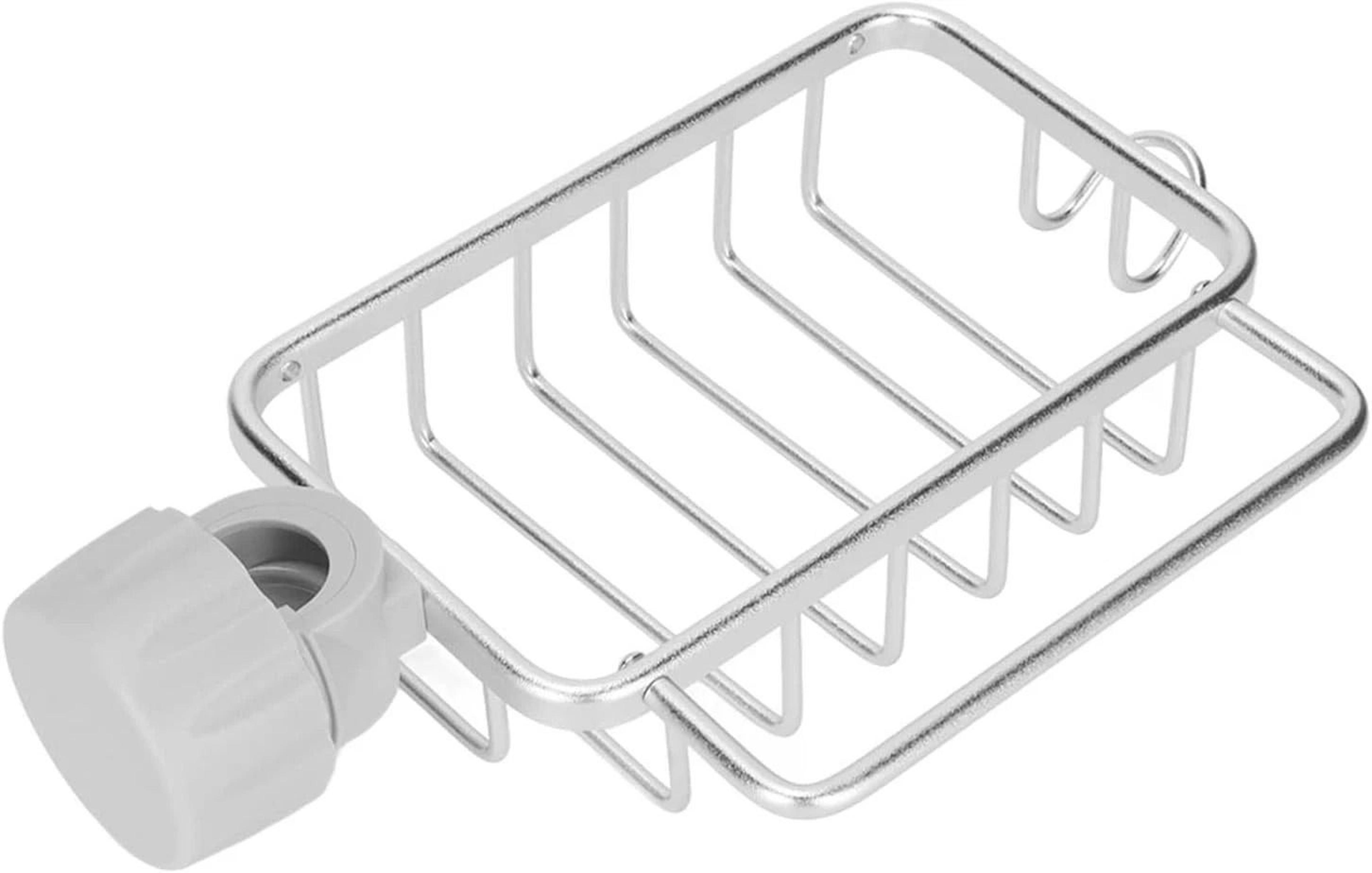 adjustable drain rack storage holder for kitchen sink & bathroom space saving shelf for sponge, soap, and faucet