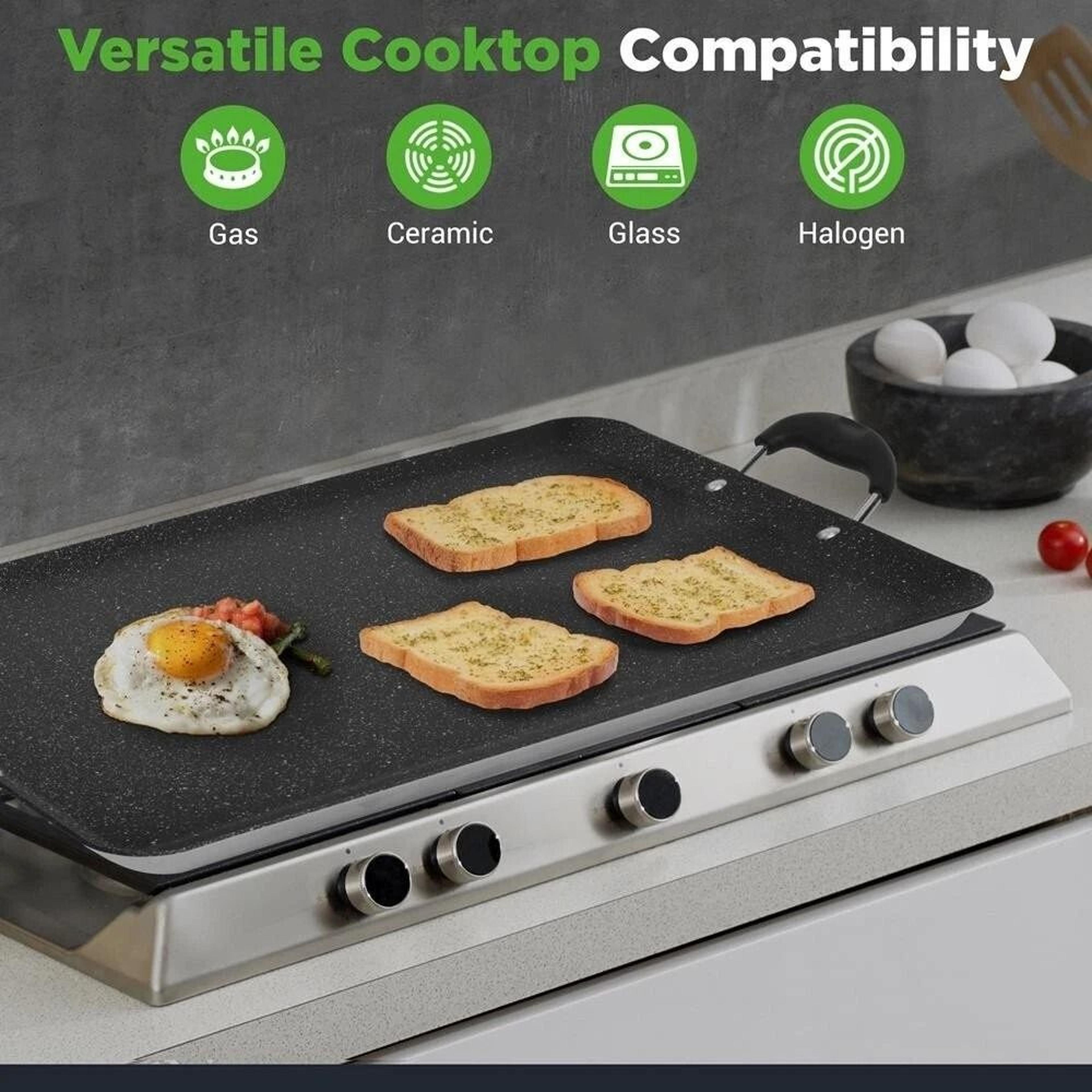 NutriChef Non Stick Double Burner Griddle Dishwasher Safe With Bakelite Handle 6
