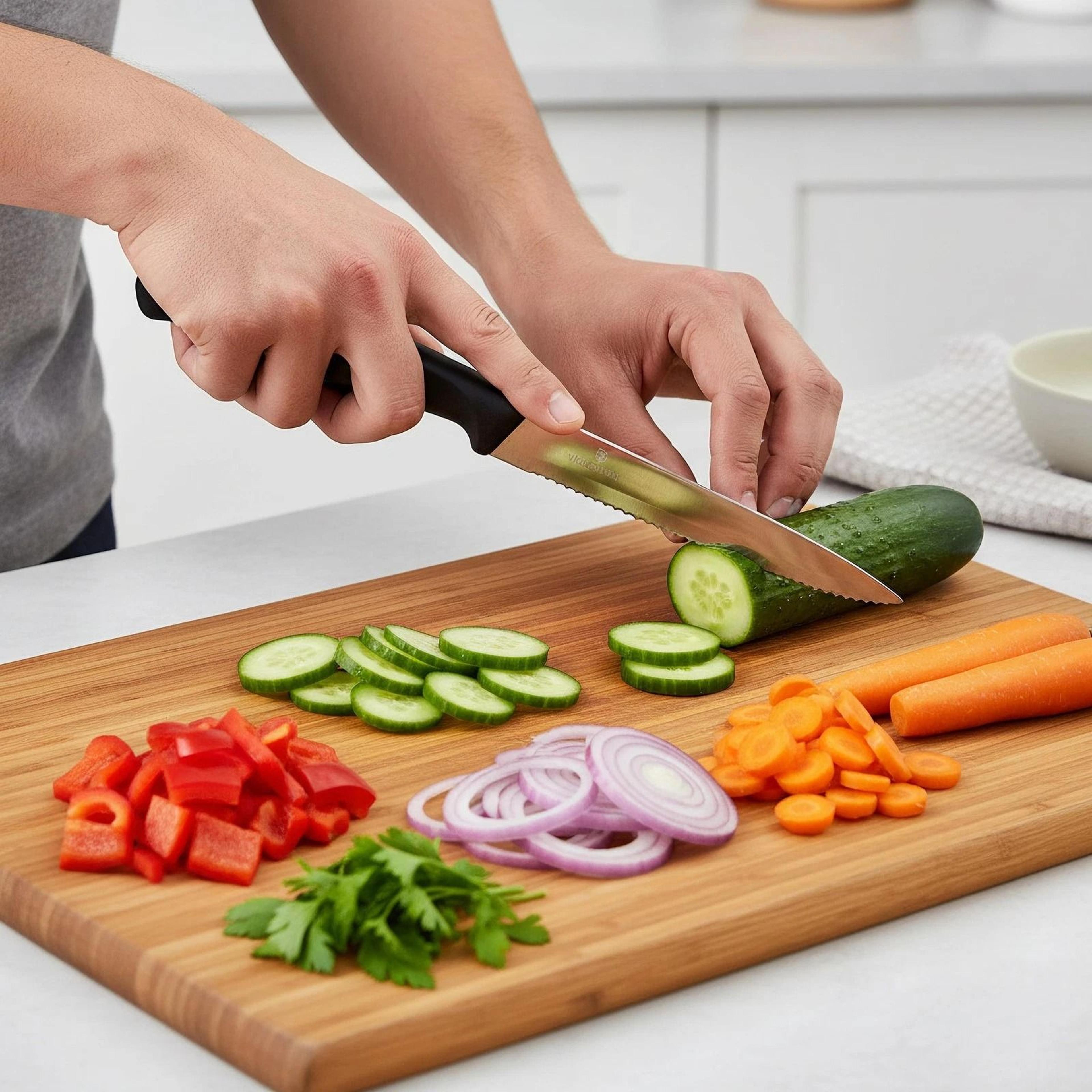 classic serrated steak knife swiss made stainless steel blacks