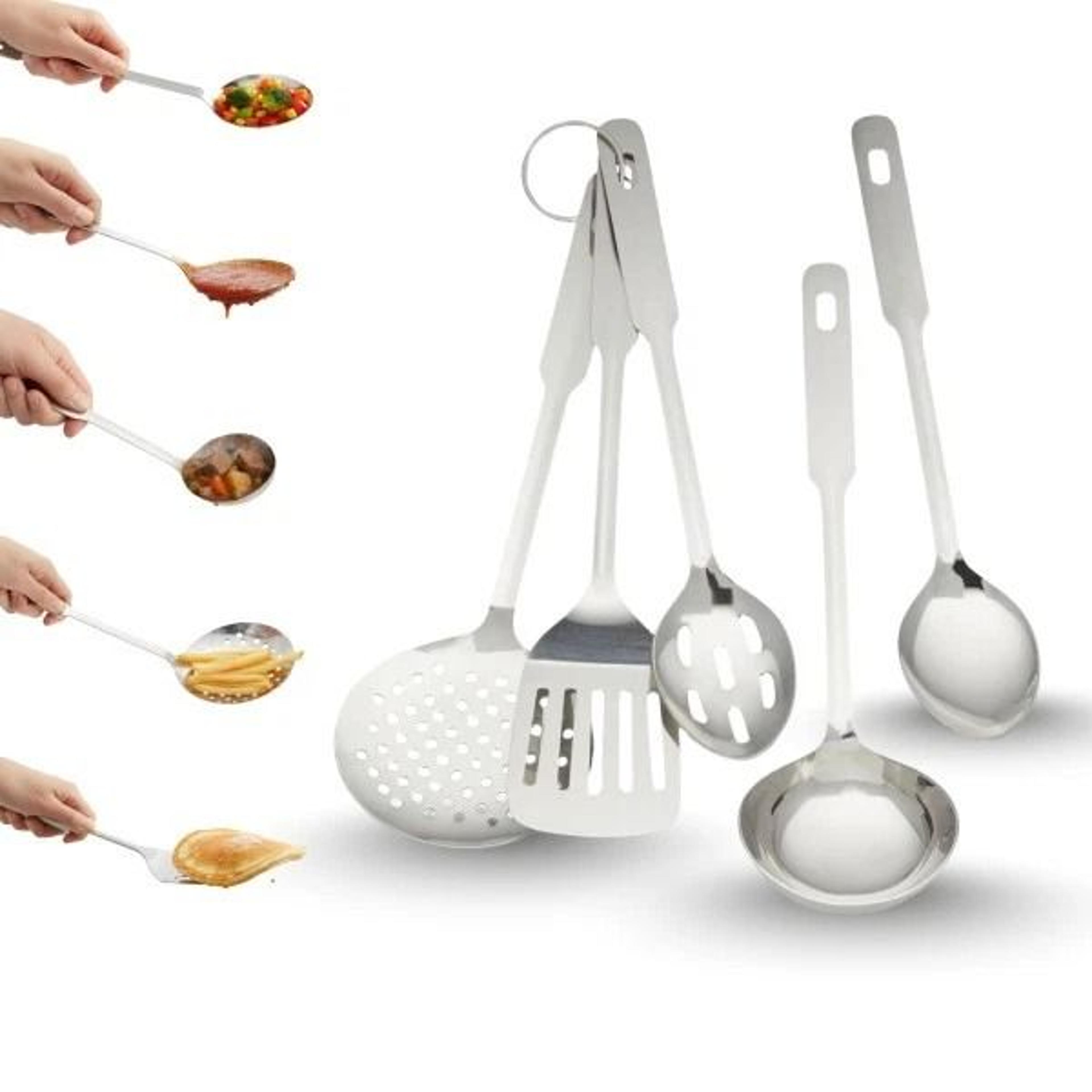 stainless steel utensil set for everyday cooking