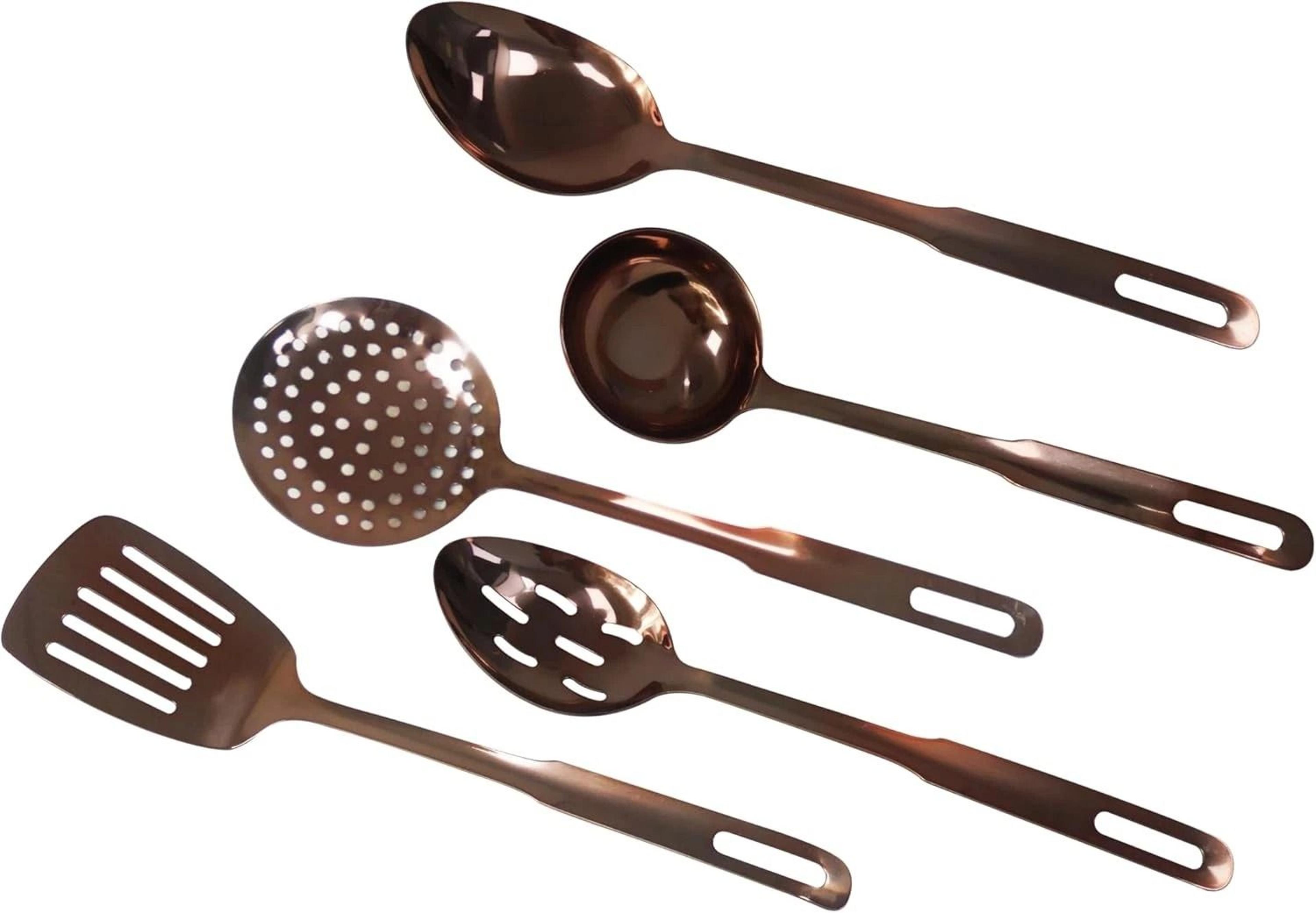 stainless steel cooking utensil set with copper finish kitchen tools