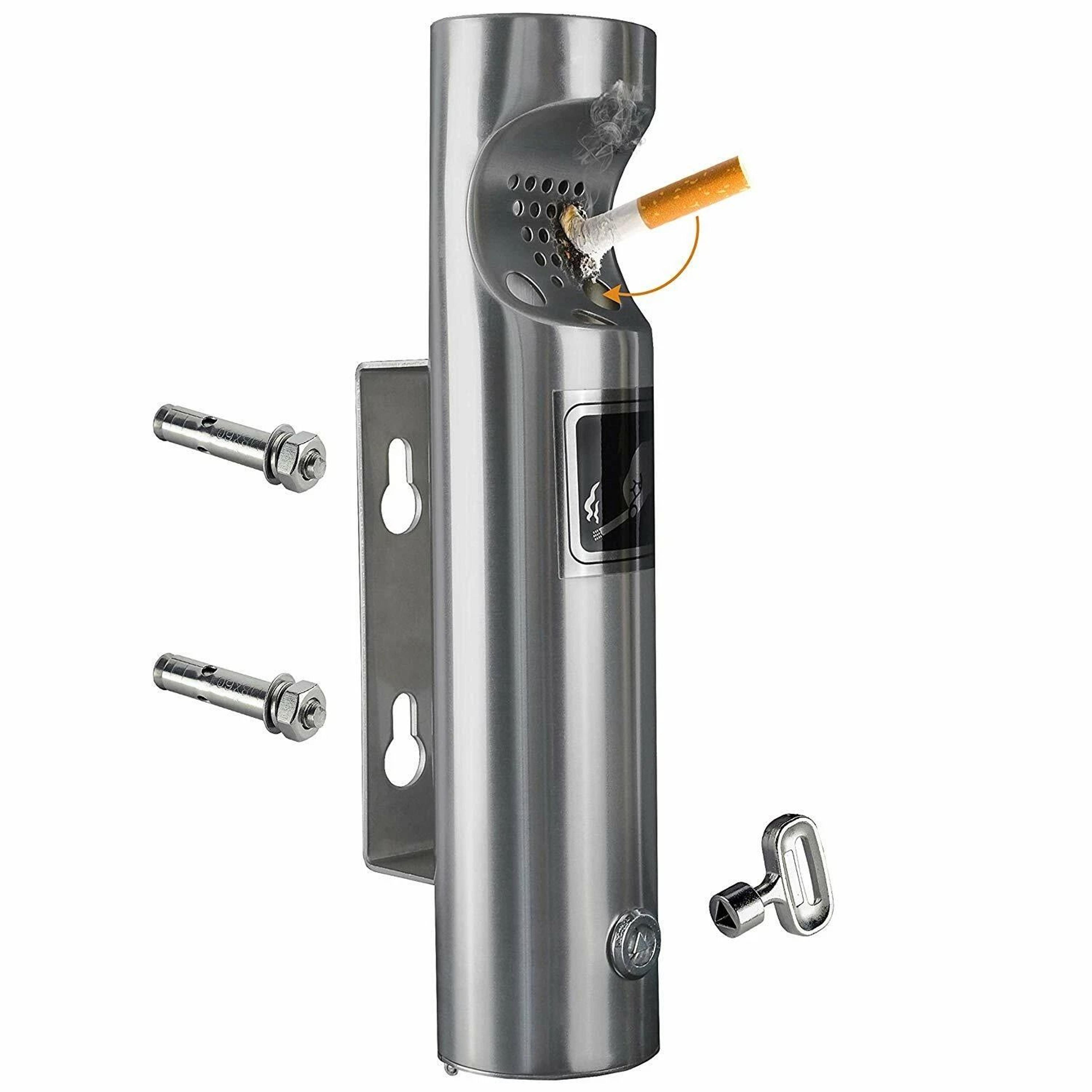 wall mounted outdoor cigarette receptacle stainless steel ashtray silvers