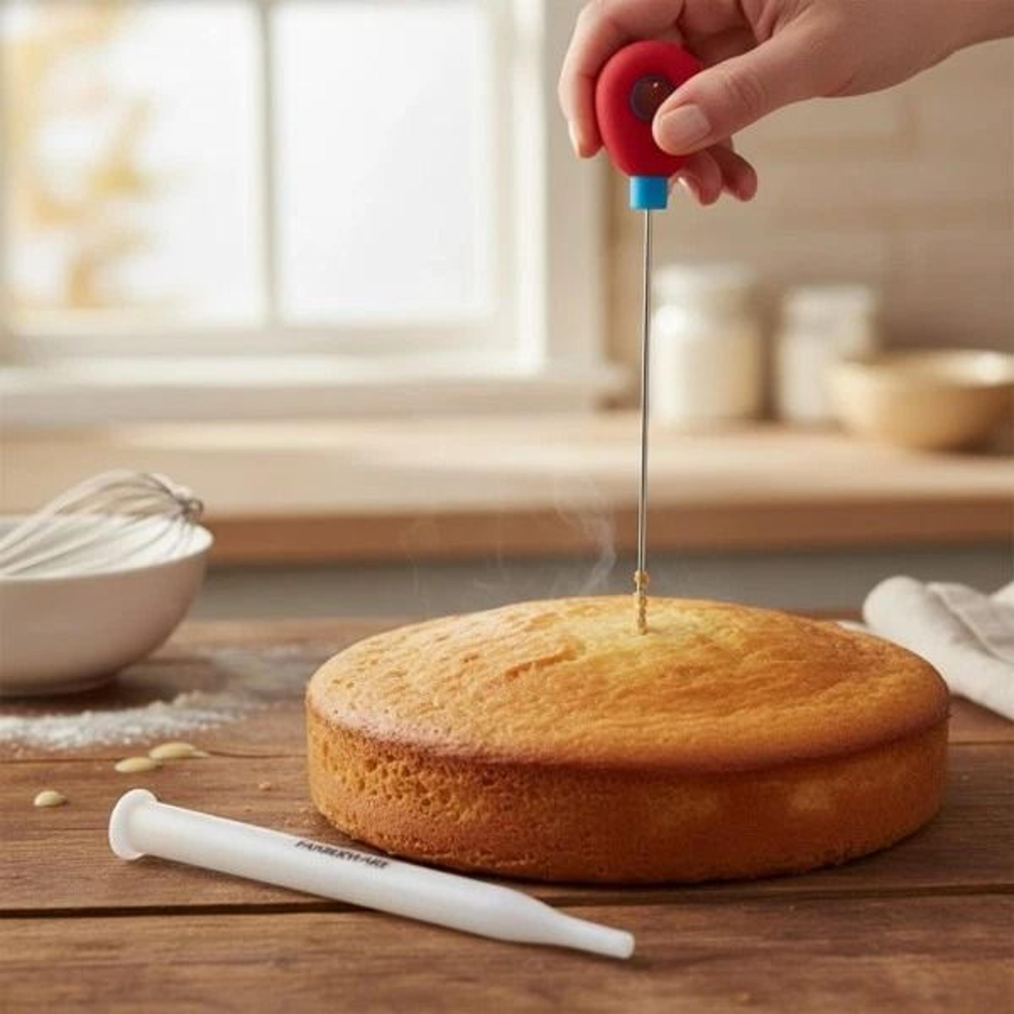 cake tester with cover for baking, stainless steel doneness tester, red