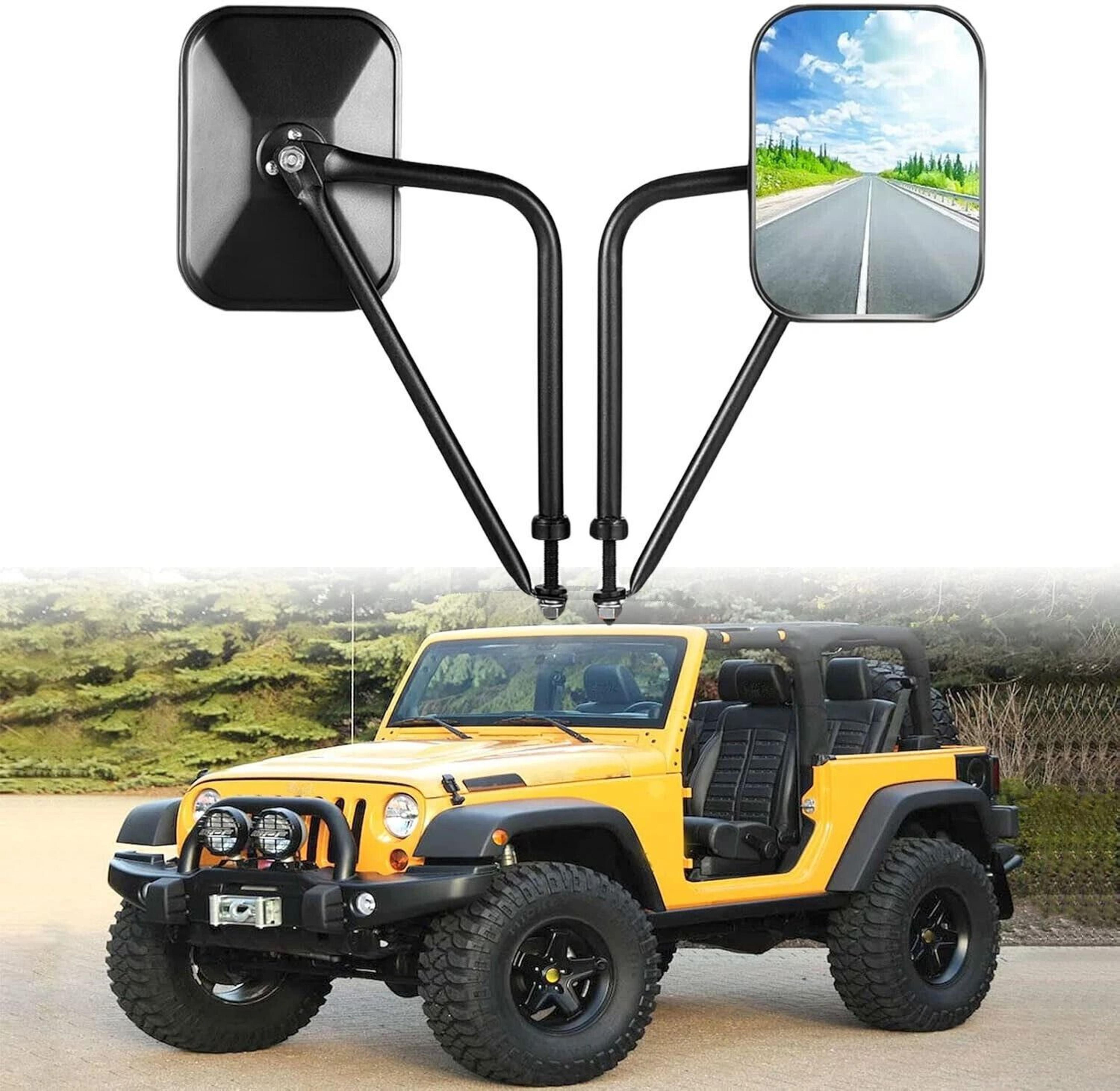 jeep wrangler door off mirrors pair shake proof side view mirrors with brackets