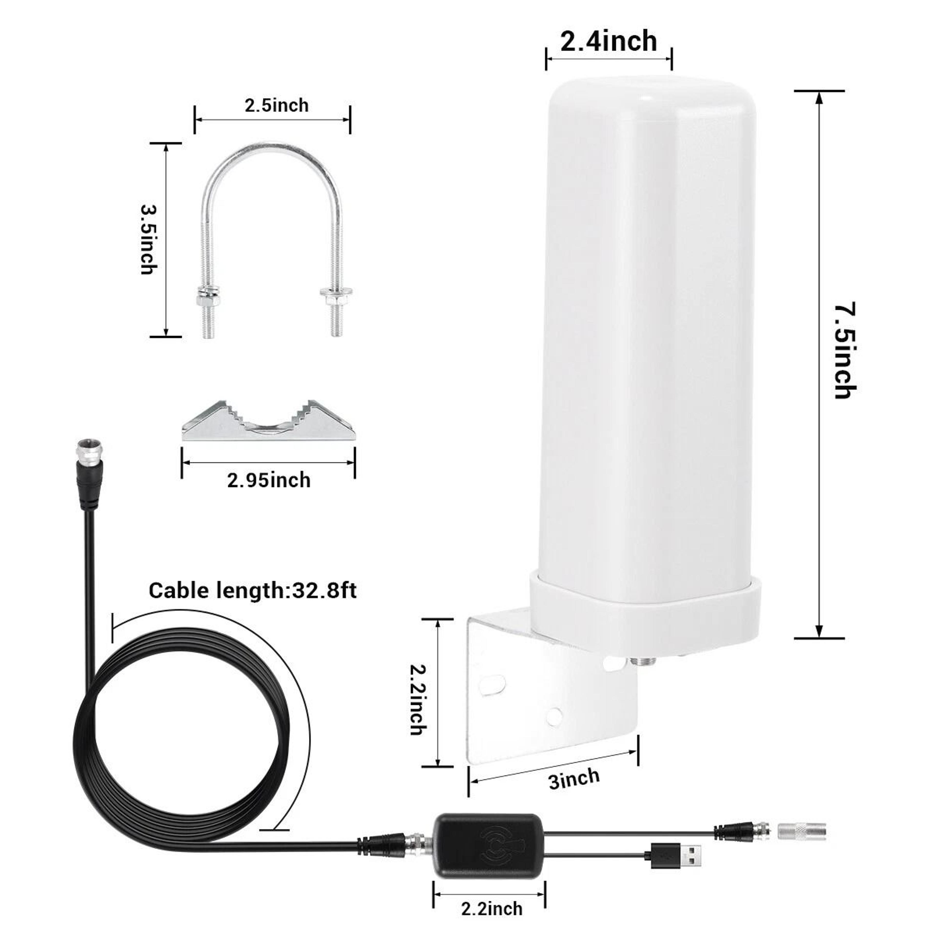 Amplified Outdoor TV Antenna Long Range Digital HDTV UHF VHF FM 8