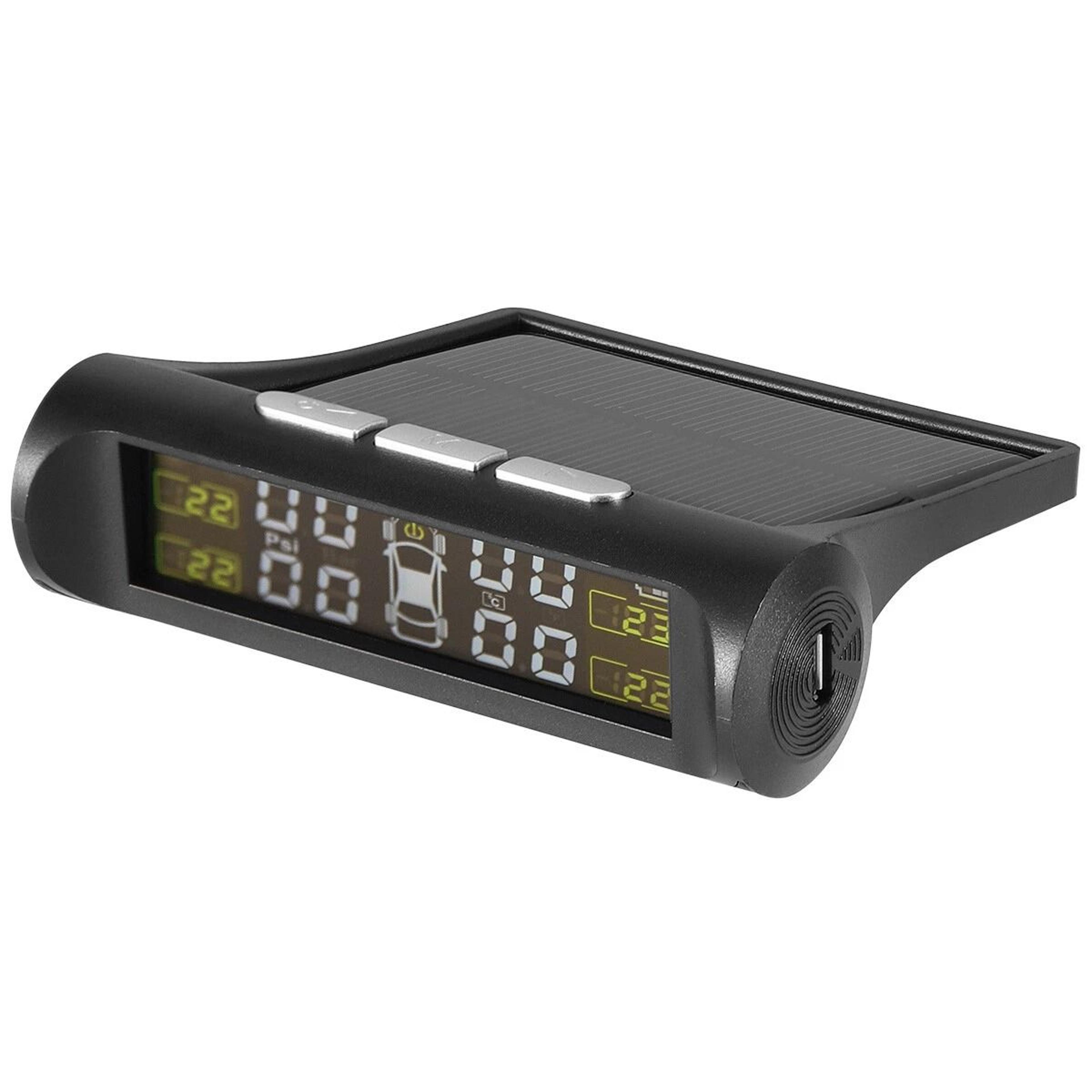 solar wireless tire pressure monitoring system with lcd display & external sensors