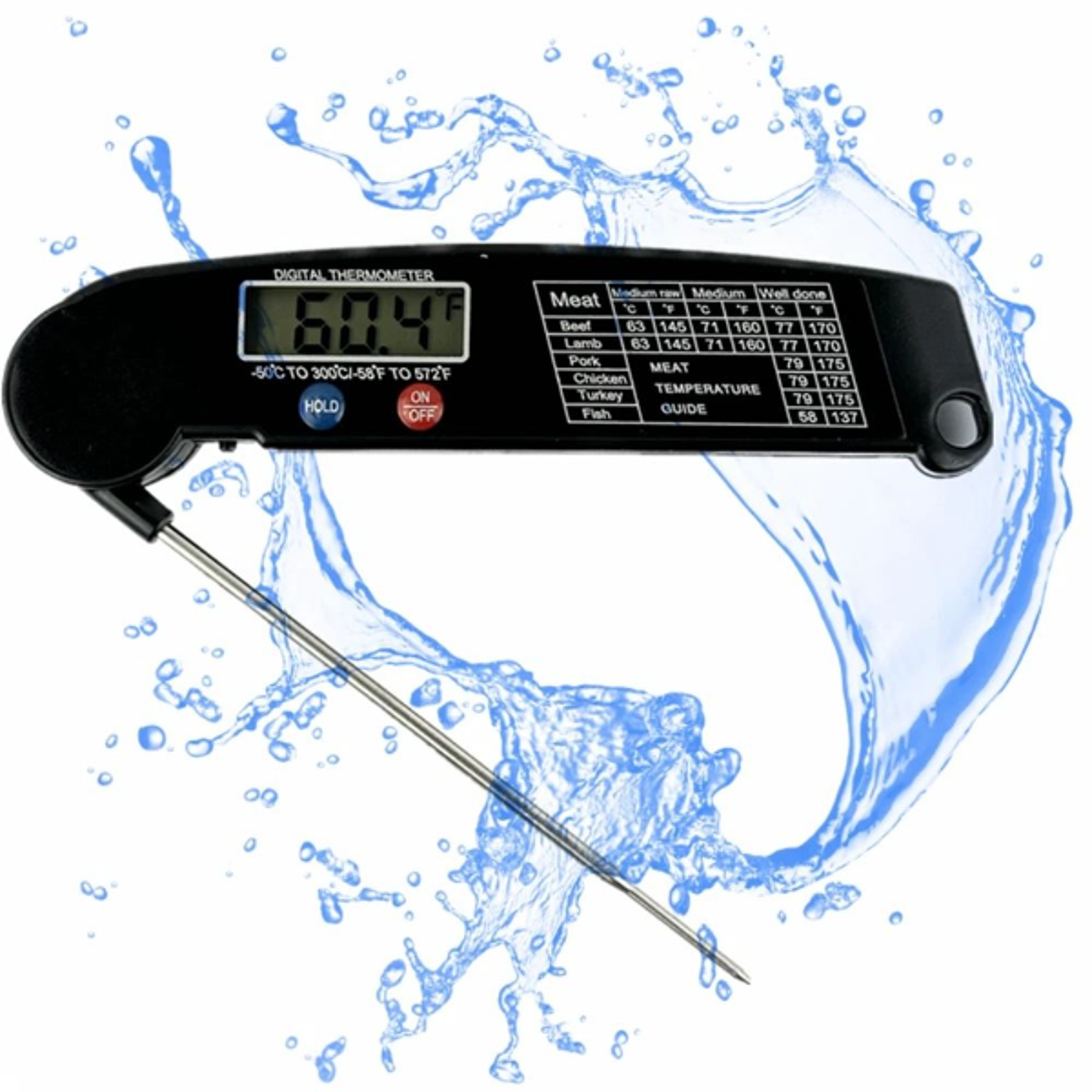 instant read digital meat thermometer for bbq grill and kitchen cooking