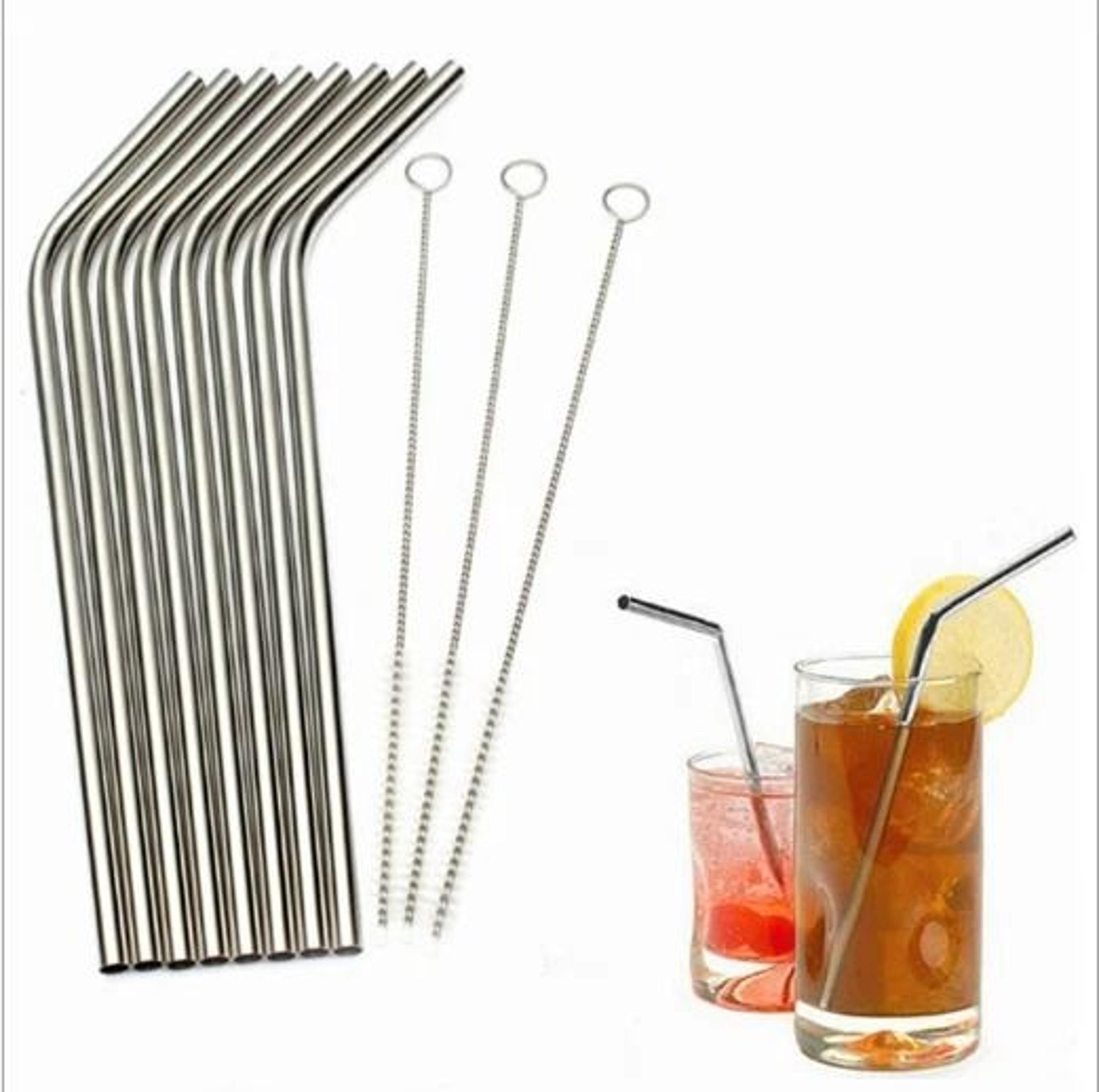 Reusable Stainless Steel Cocktail Straws With Cleaner Brushes 1