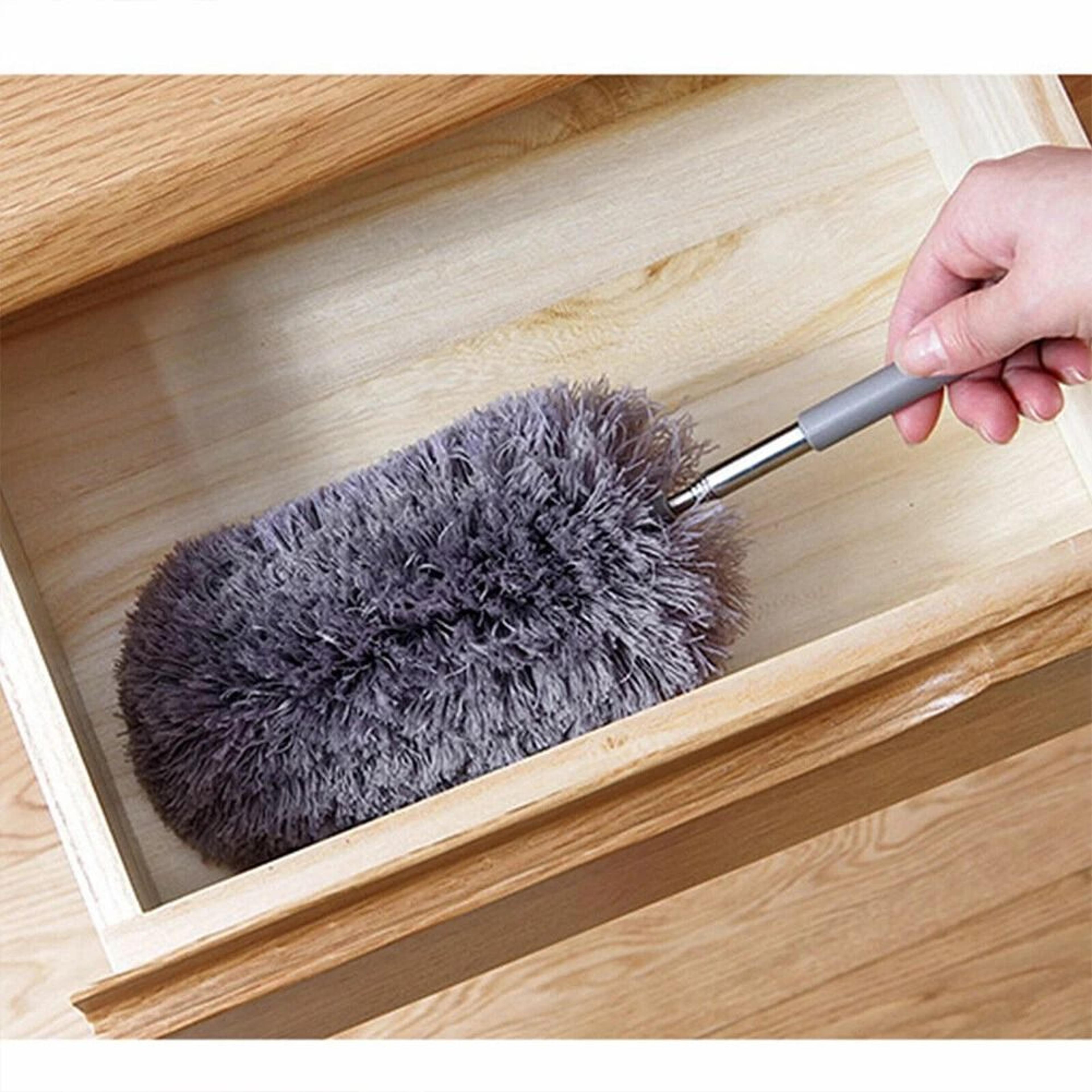 adjustable microfiber feather duster with extendable handle for efficient household cleaning