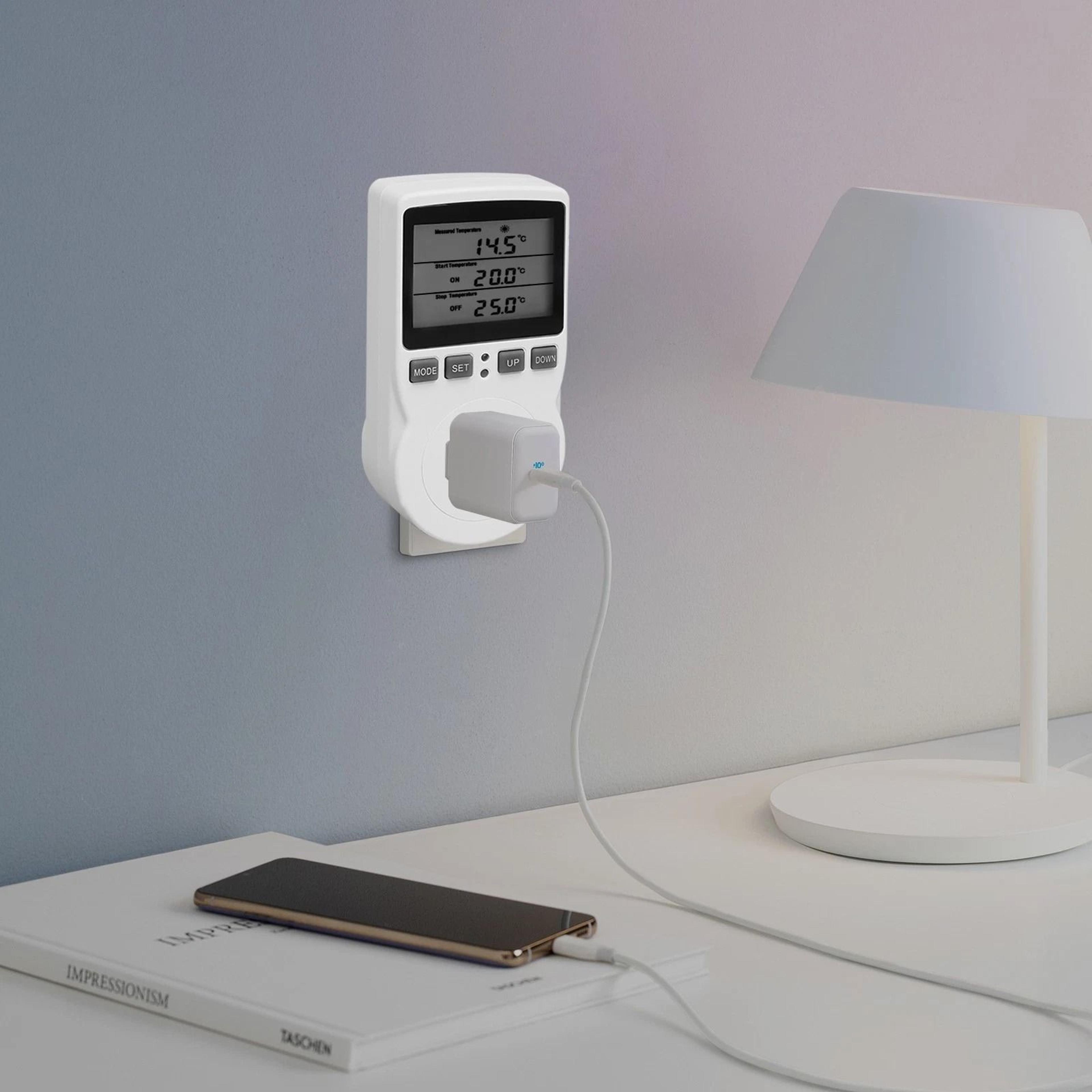smart lcd plug in thermostat timer & temperature controller switch for home & greenhouse