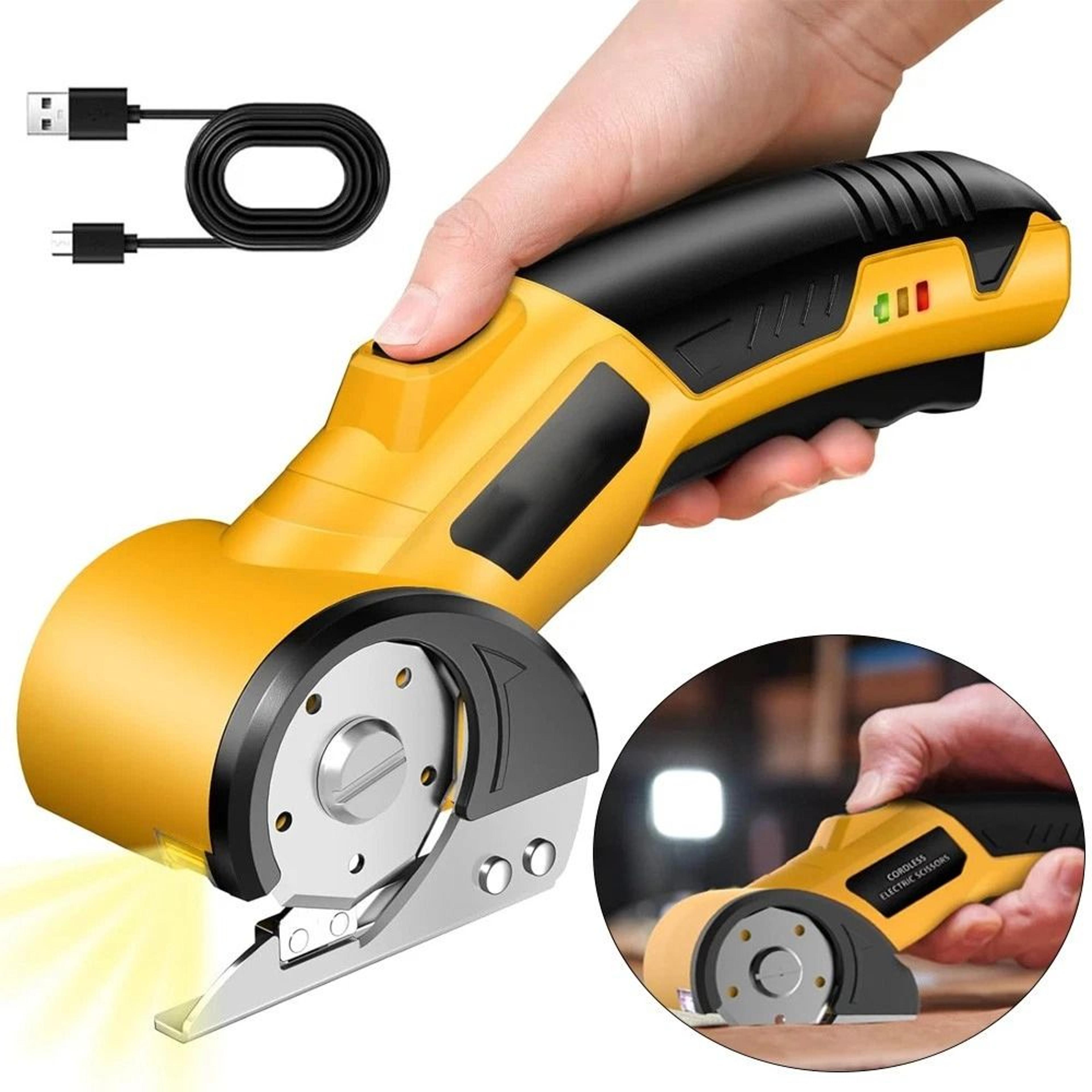 wireless electric scissors battery powered cardboard cutter with led light