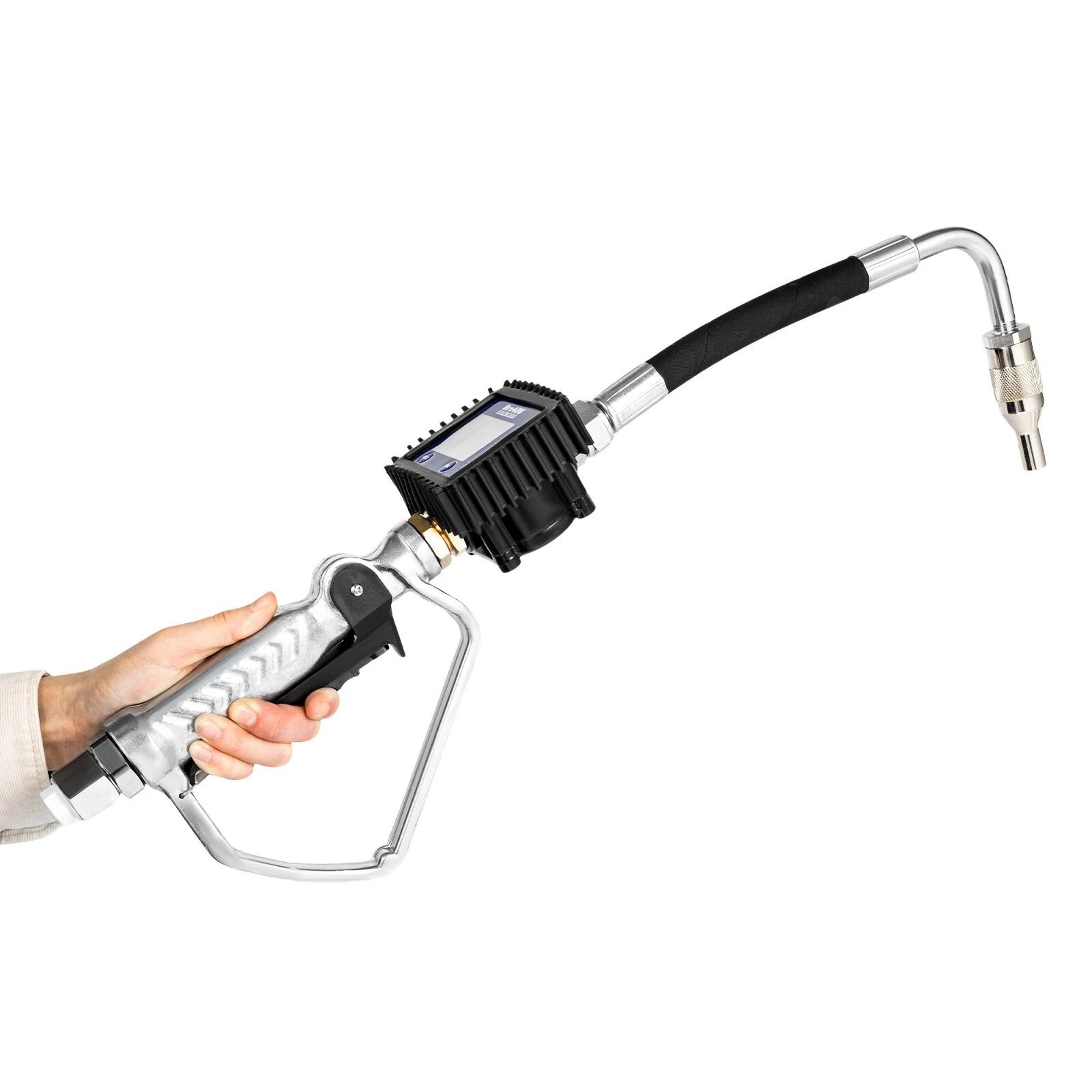 high precision digital oil control valve pneumatic oil gun with lcd meter in npt oil dispensing nozzle