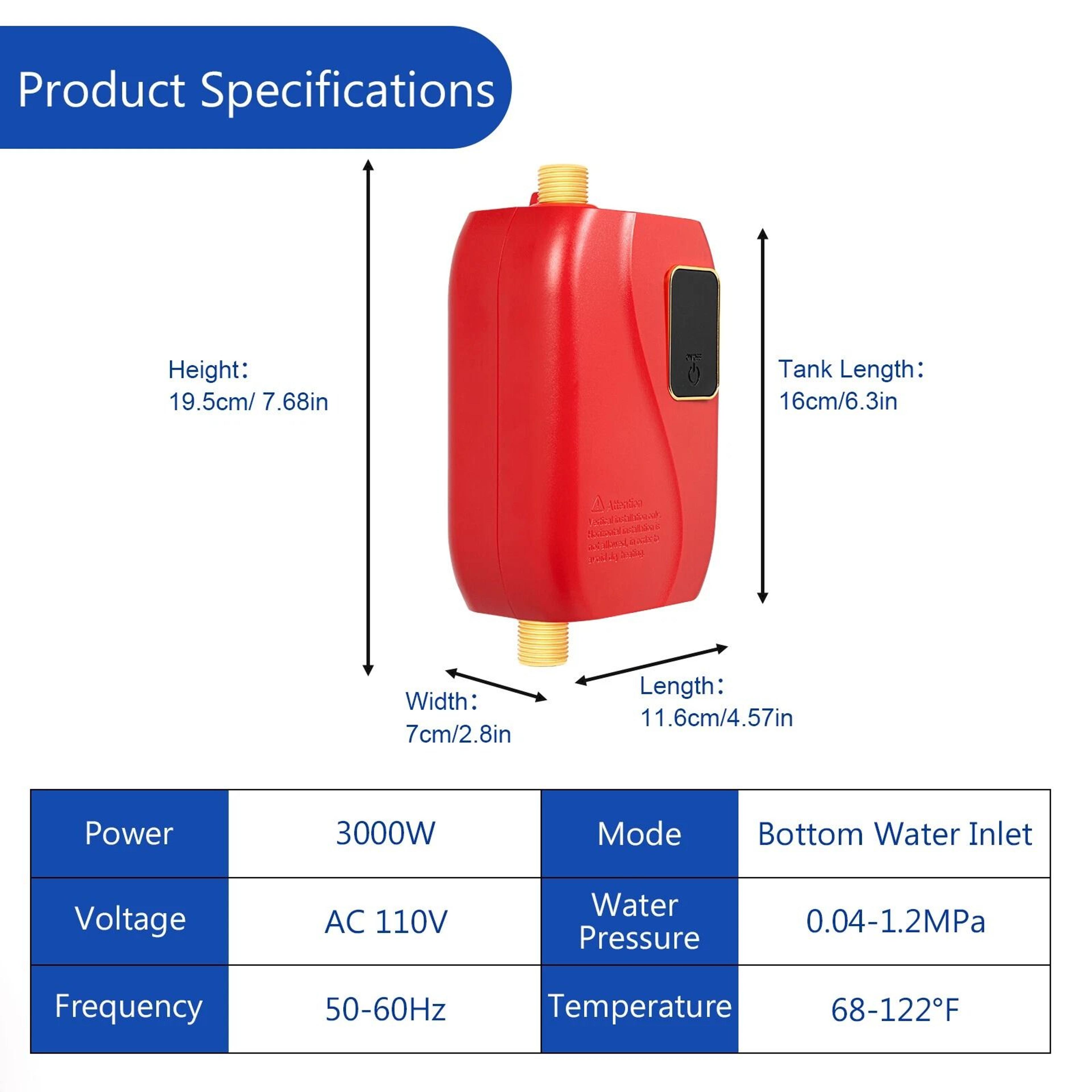 Premium Compact Mini Electric Tankless Water Heater Instant Hot Water Solution For Kitchen  Under S 15