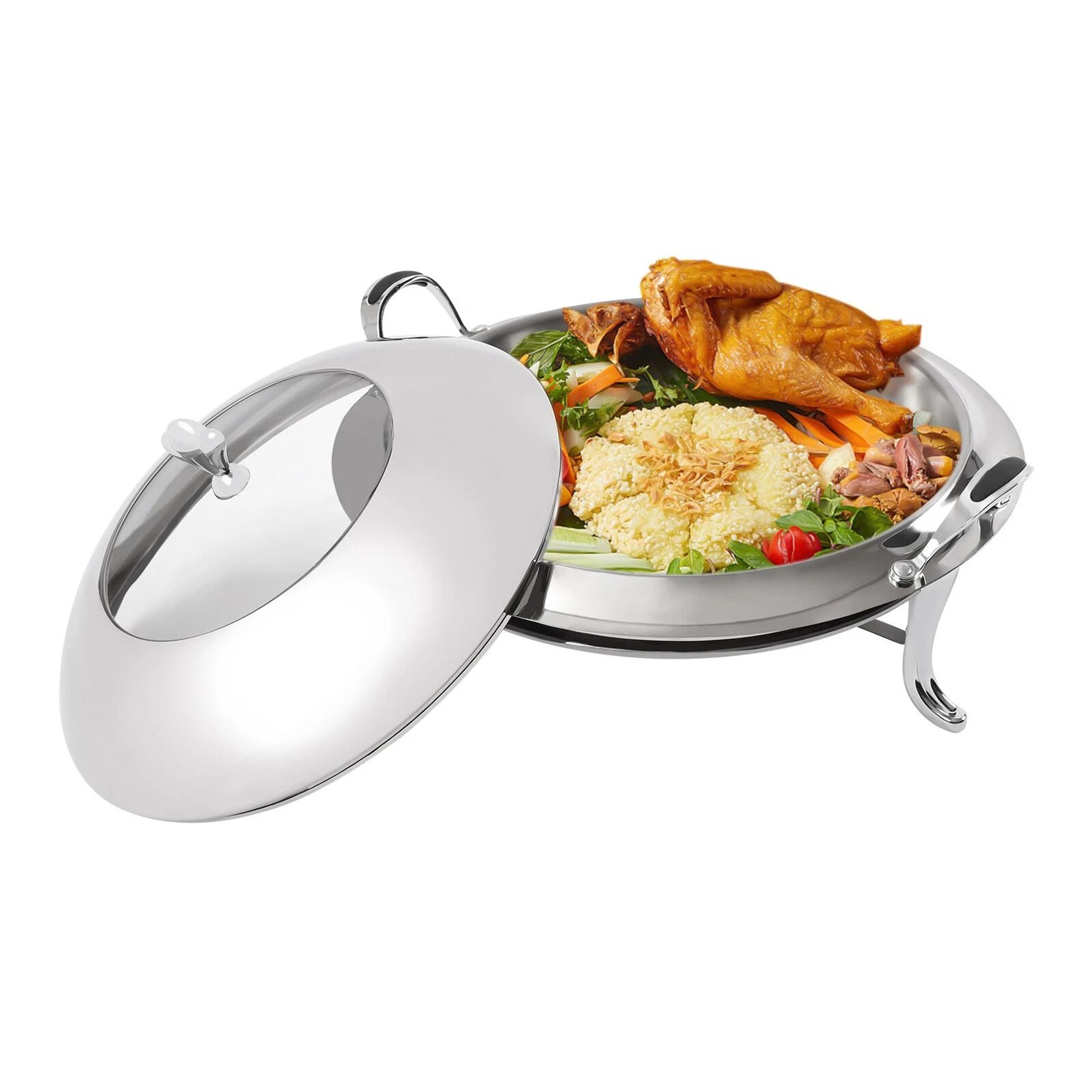 Premium Round Stainless Steel Buffet Chafing Dish Food Warmer  Server Set 3