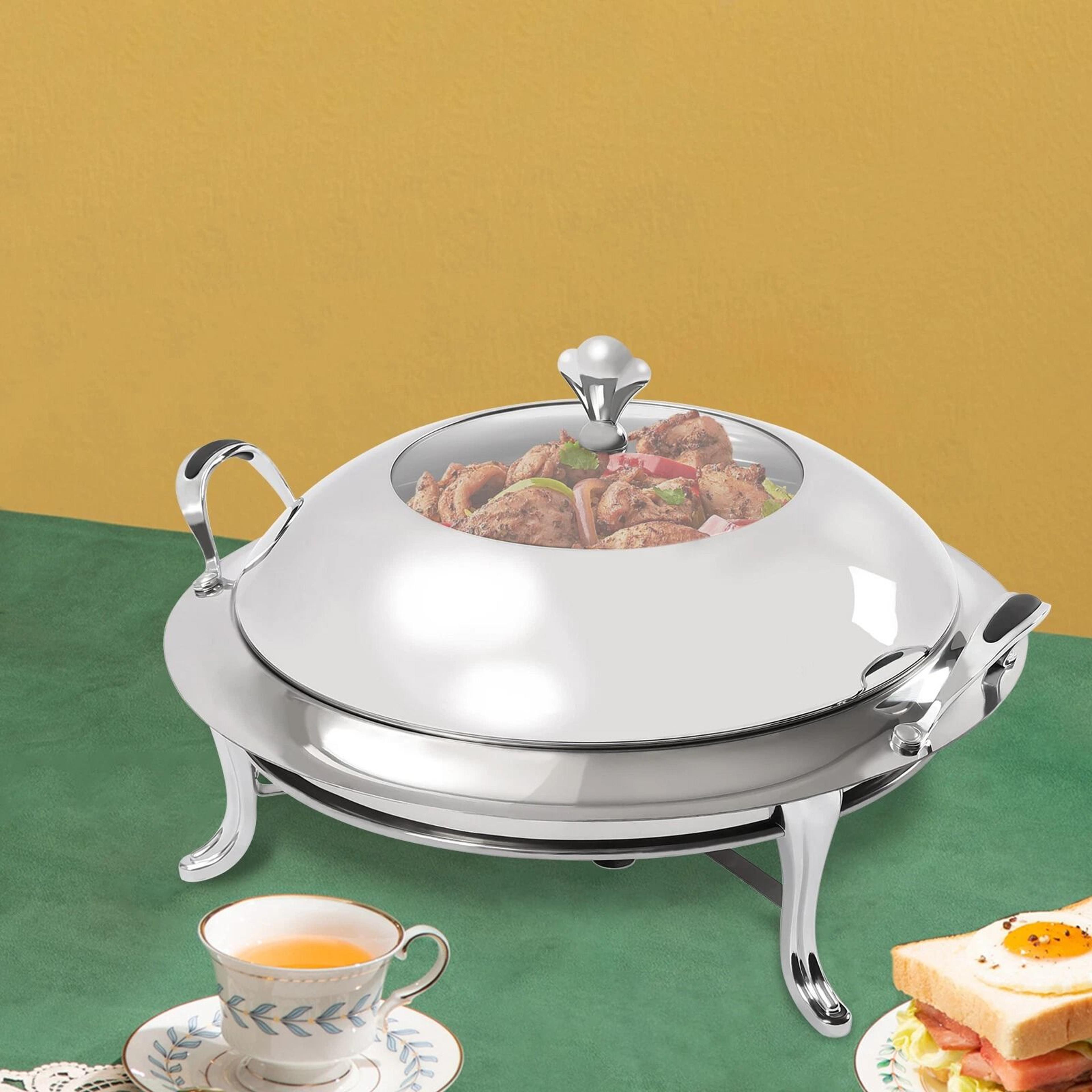 Premium Round Stainless Steel Buffet Chafing Dish Food Warmer  Server Set 2