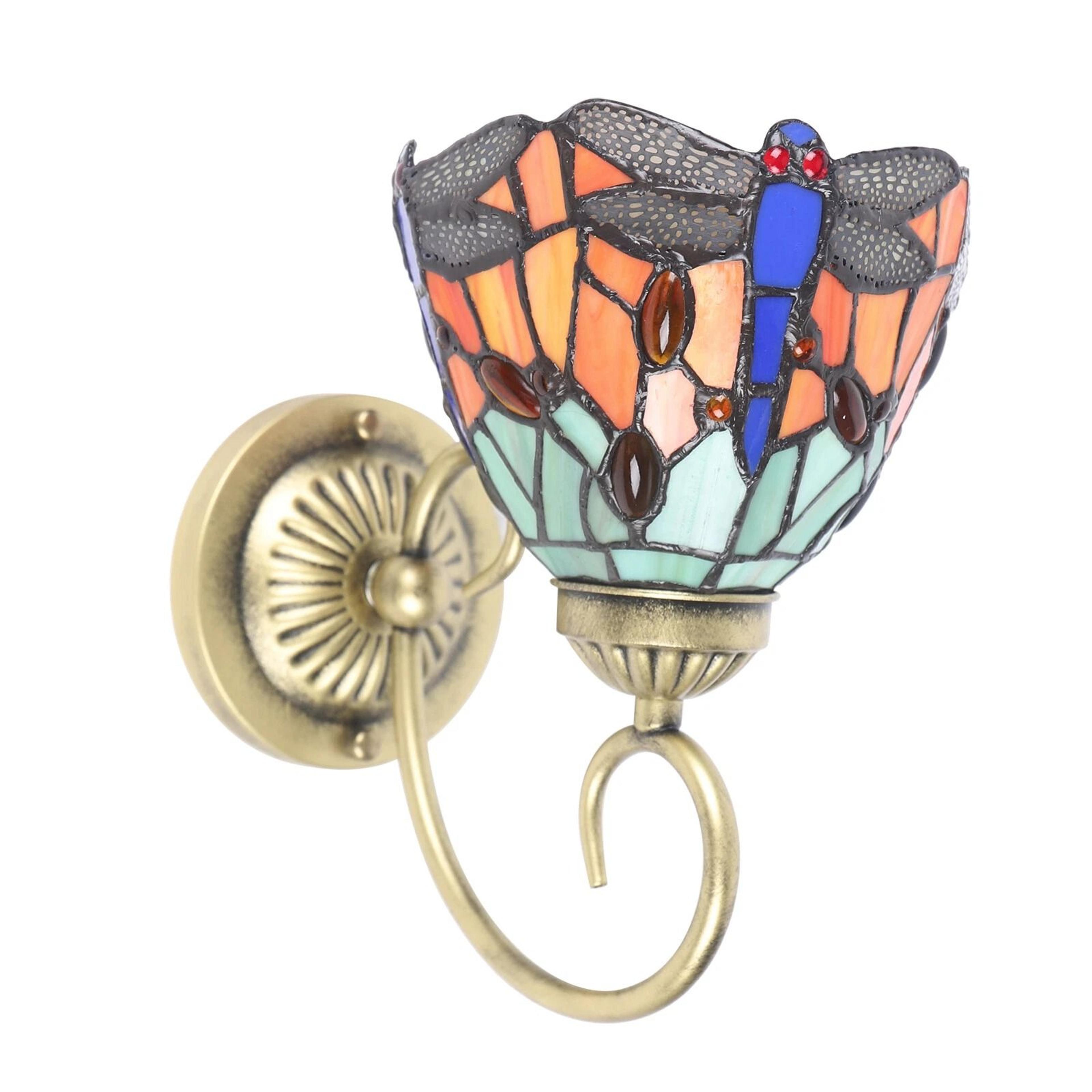 Handcrafted Stained Glass Dragonfly Wall Sconce Elegant Tiffany Style Wall Sconce Lighting Fixture 5