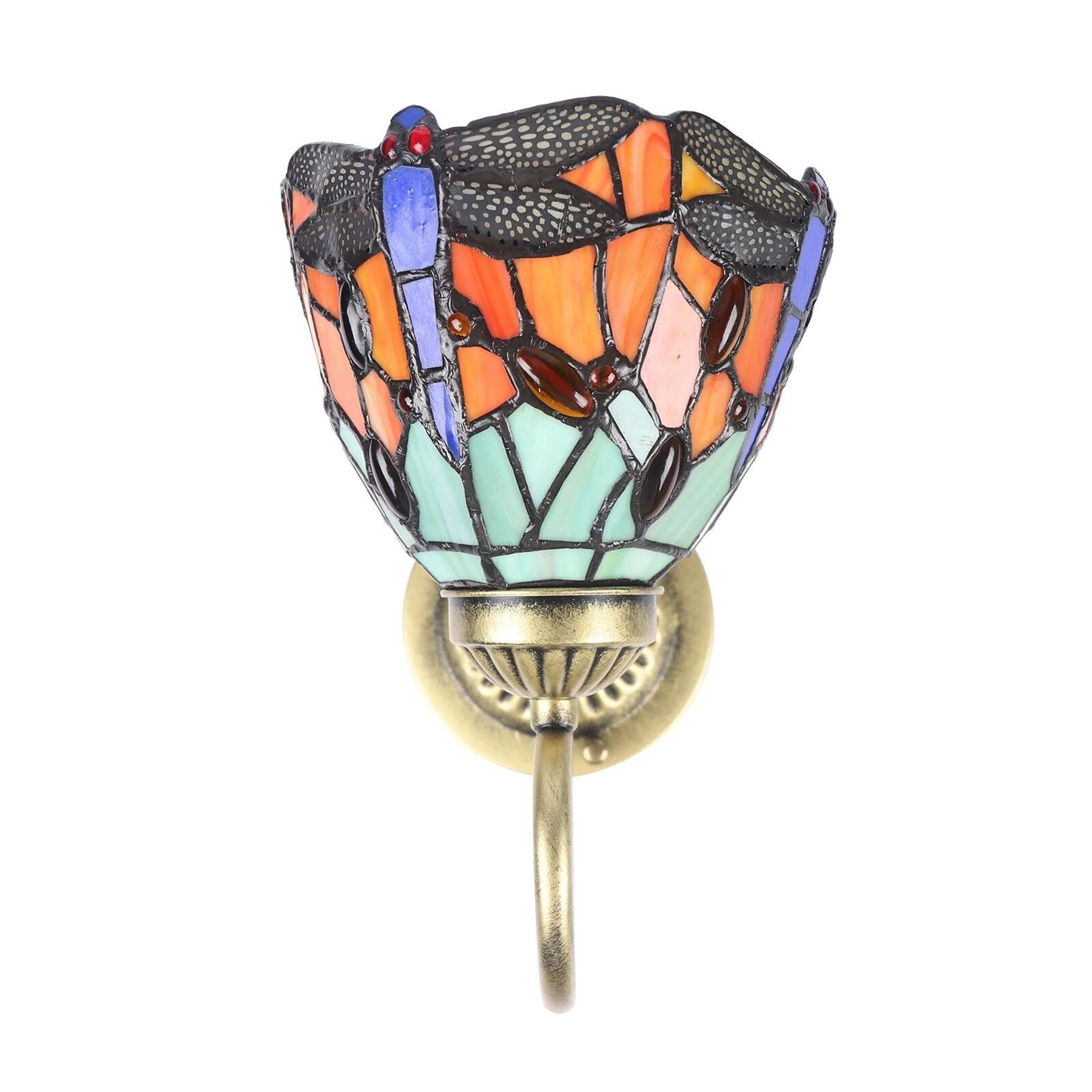 Handcrafted Stained Glass Dragonfly Wall Sconce Elegant Tiffany Style Wall Sconce Lighting Fixture 7