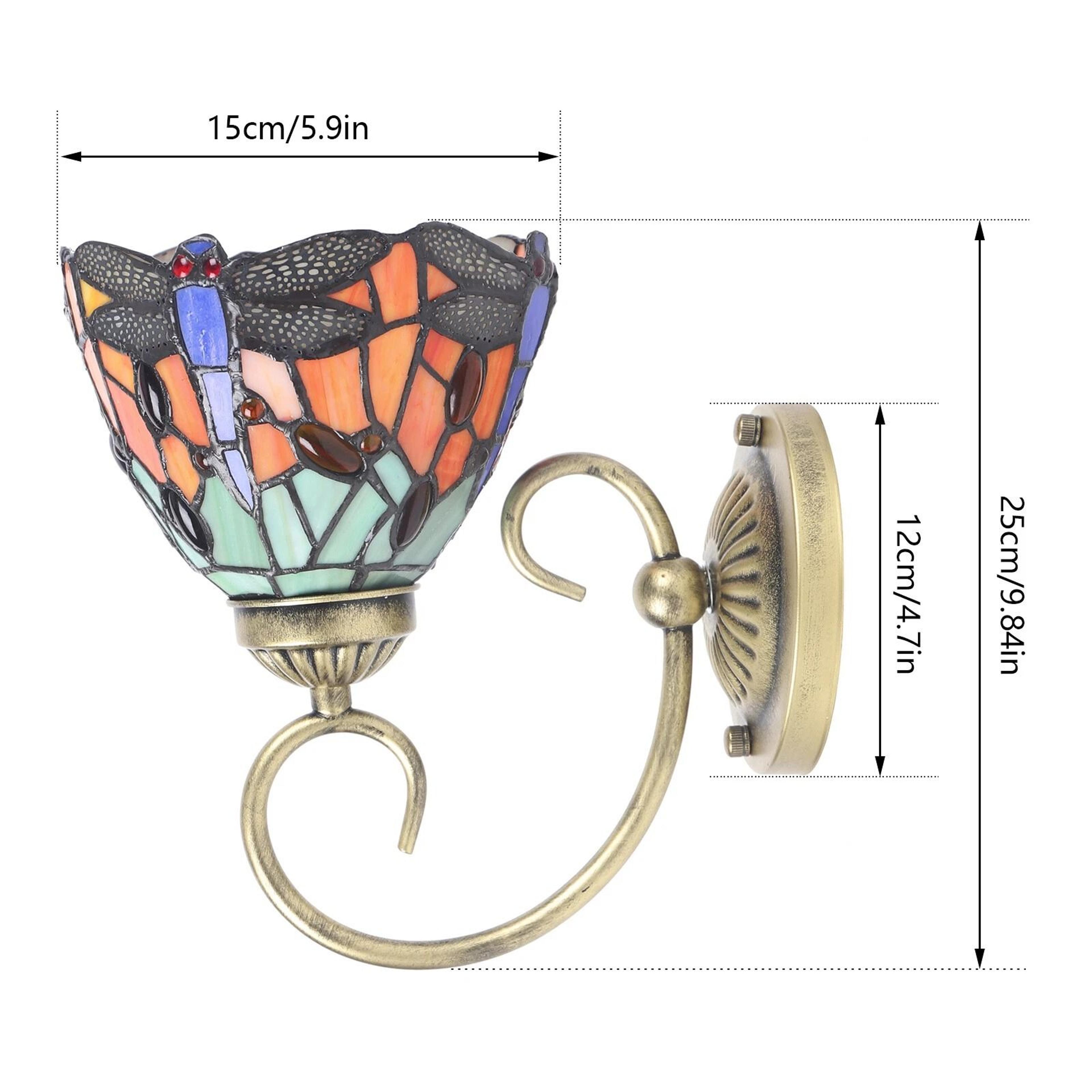 Handcrafted Stained Glass Dragonfly Wall Sconce Elegant Tiffany Style Wall Sconce Lighting Fixture 12