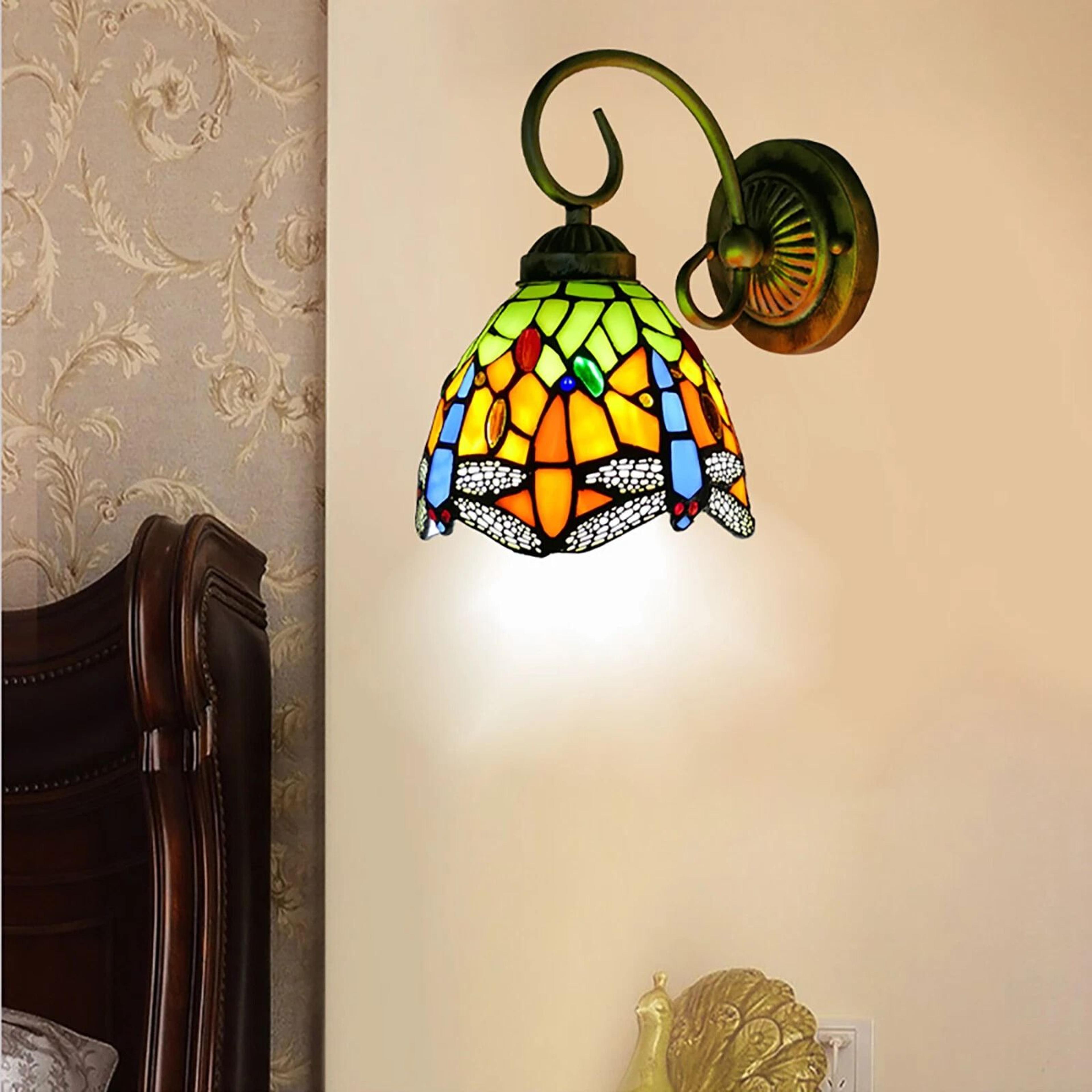 Handcrafted Stained Glass Dragonfly Wall Sconce Elegant Tiffany Style Wall Sconce Lighting Fixture 9