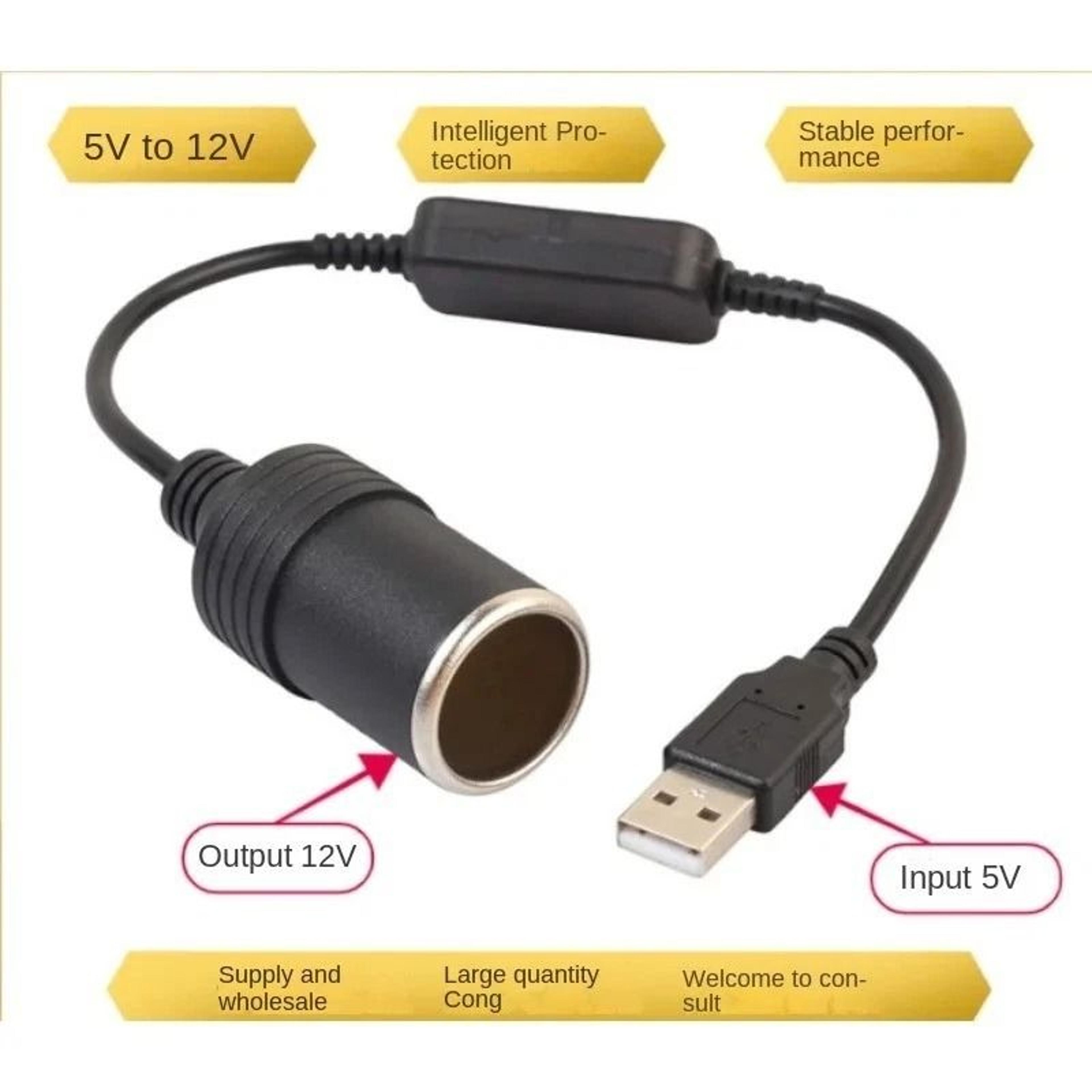 Portable USB To Converter Car Cigarette Lighter Adapter Power Cable For On The Go Power 5