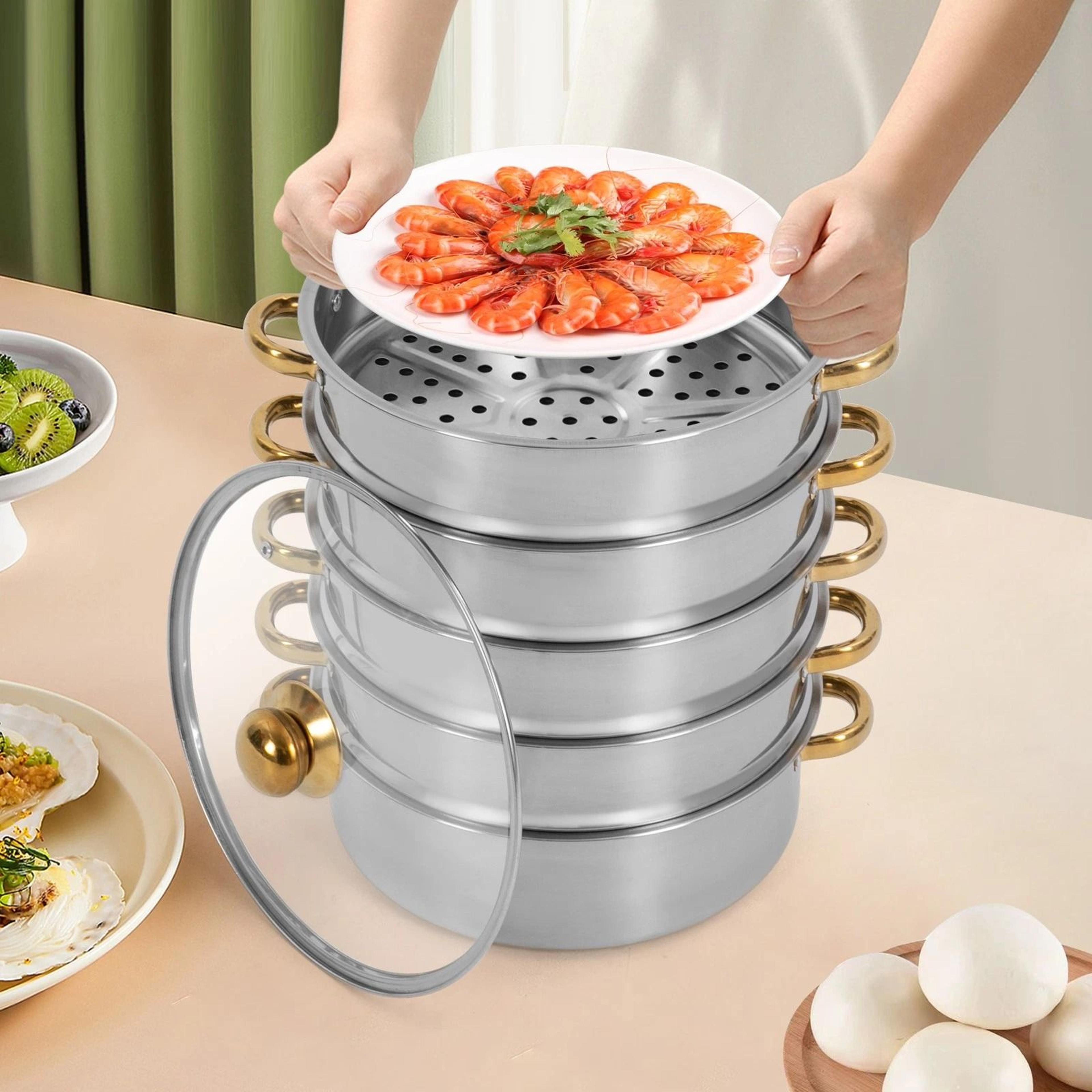 stainless steel steamer pot large capacity healthy cooking set