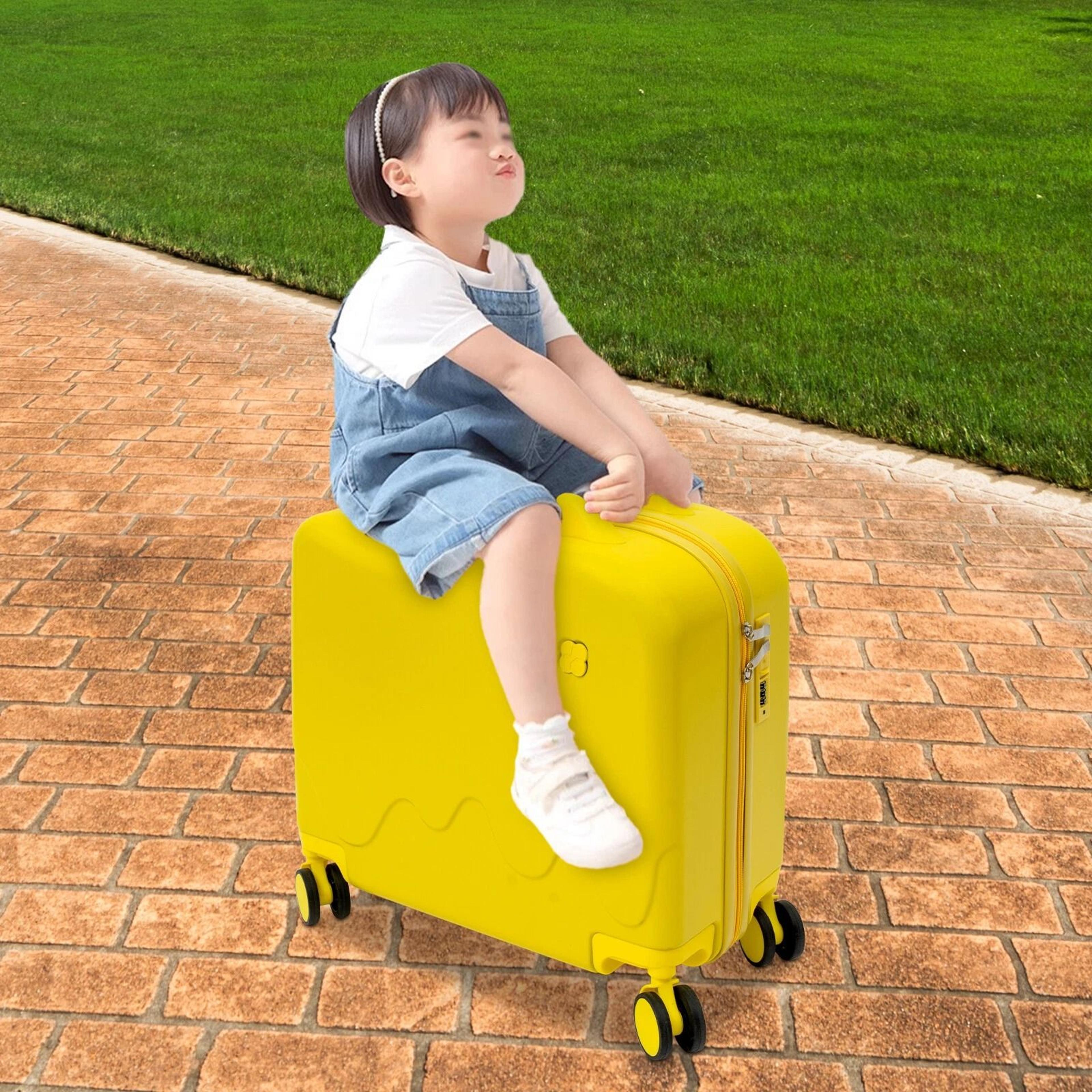 premium kids ride on suitcase durable travel suitcase for kids with lock & stickers