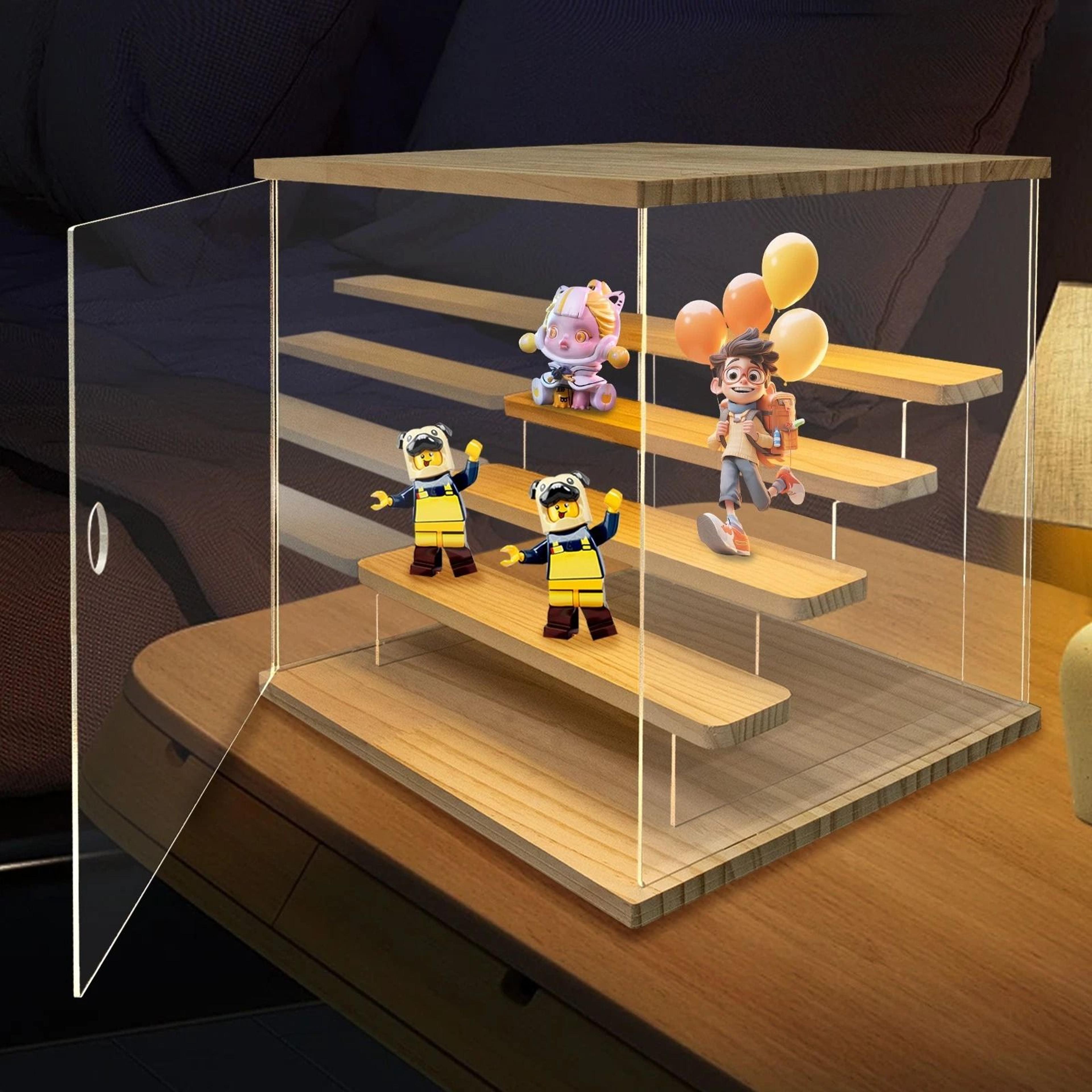 premium acrylic display case with led light clear showcase organizer for collectibles & figurines